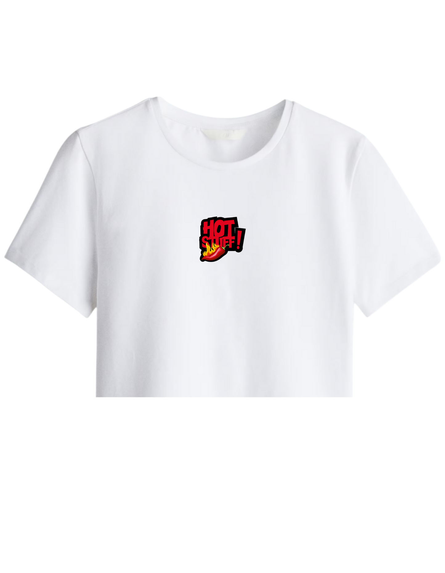 Hot Stuff Baskılı Bisiklet Yaka Crop T-shirt