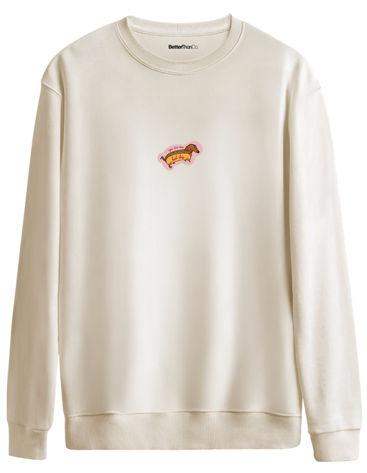Hot Dog Baskılı Bisiklet Yaka Oversize Sweatshirt