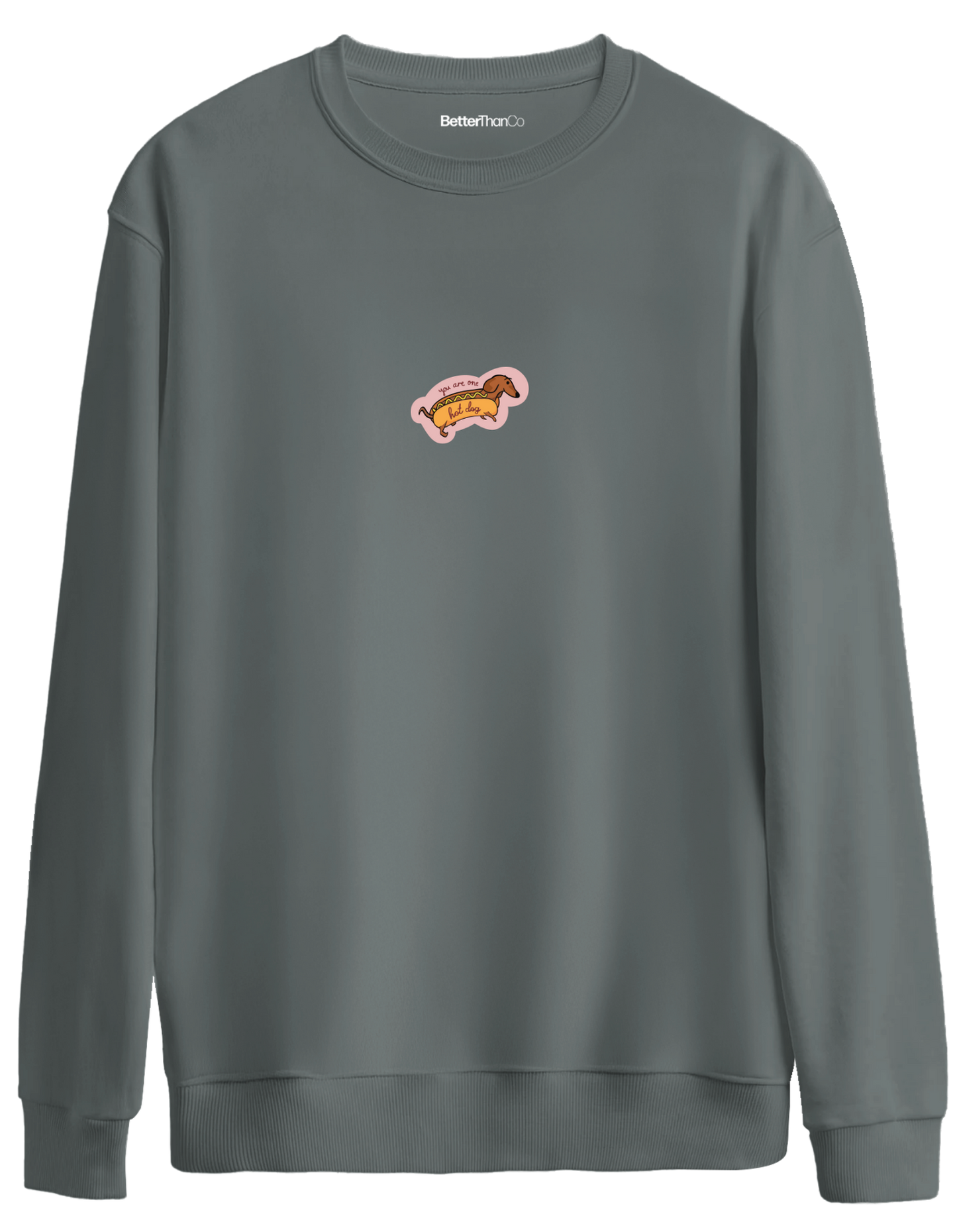 Hot Dog Baskılı Bisiklet Yaka Oversize Sweatshirt