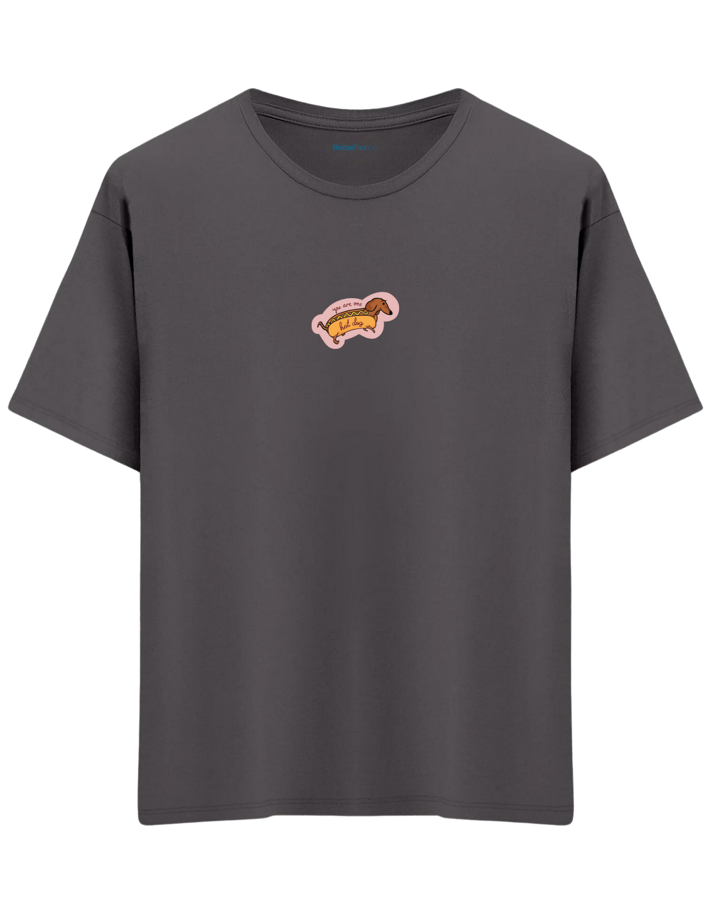 Hot Dog Baskılı Bisiklet Yaka Oversize T-shirt
