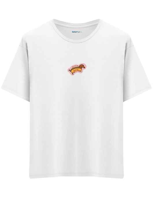Hot Dog Baskılı Bisiklet Yaka Oversize T-shirt