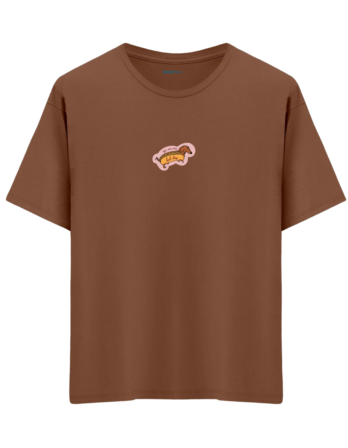 Hot Dog Baskılı Bisiklet Yaka Oversize T-shirt