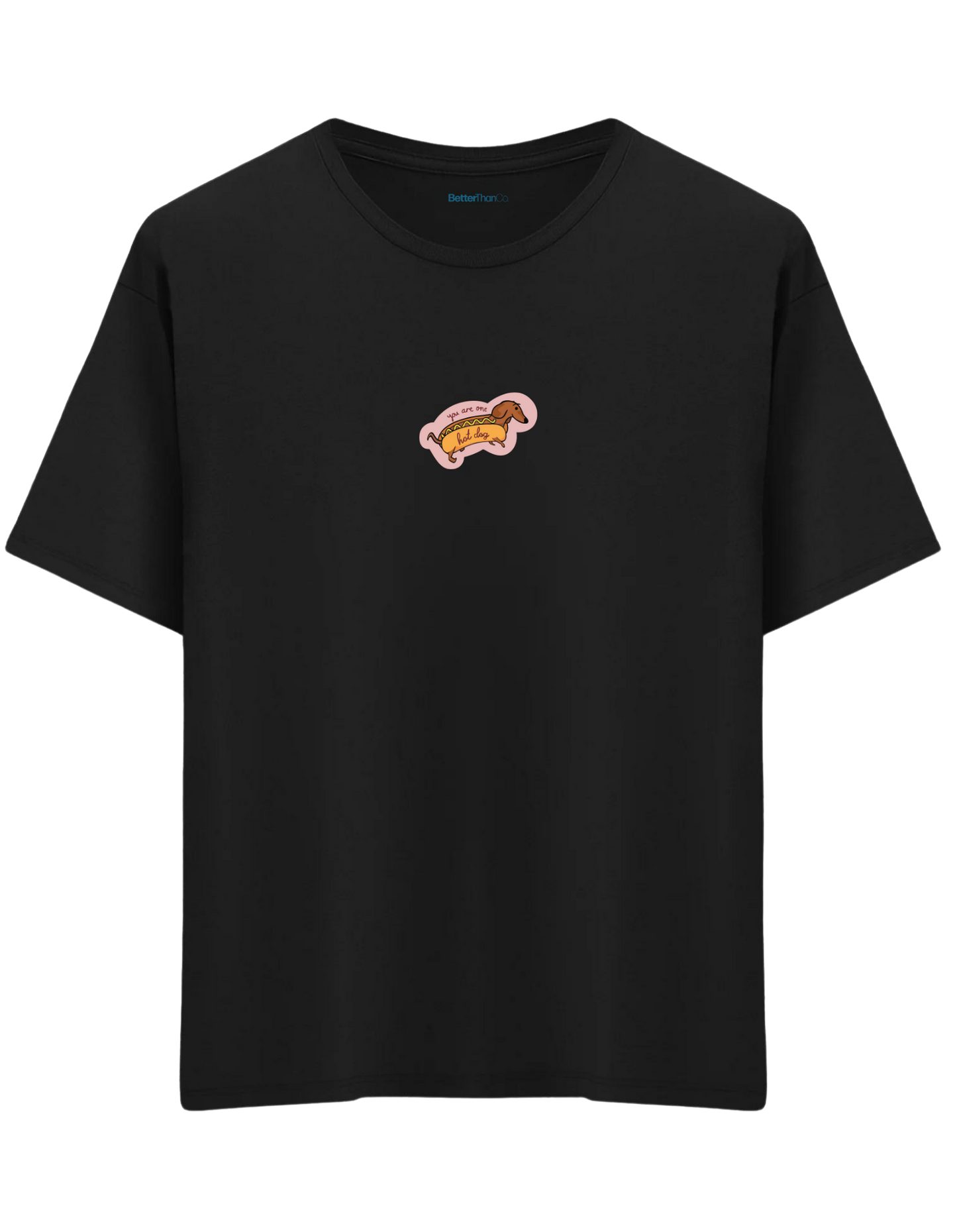 Hot Dog Baskılı Bisiklet Yaka Oversize T-shirt