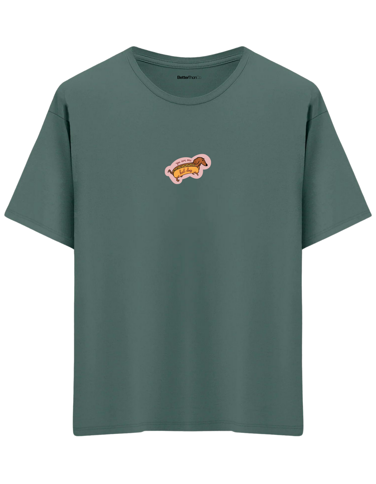 Hot Dog Baskılı Bisiklet Yaka Oversize T-shirt