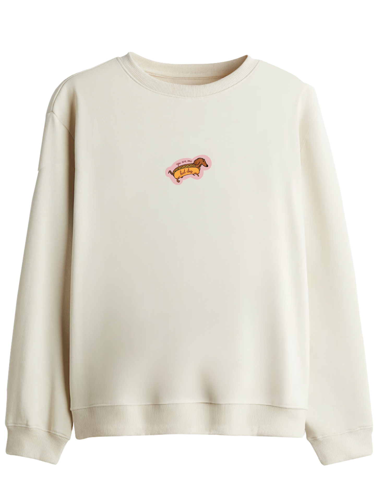 Hot Dog Baskılı Bisiklet Yaka Sweatshirt