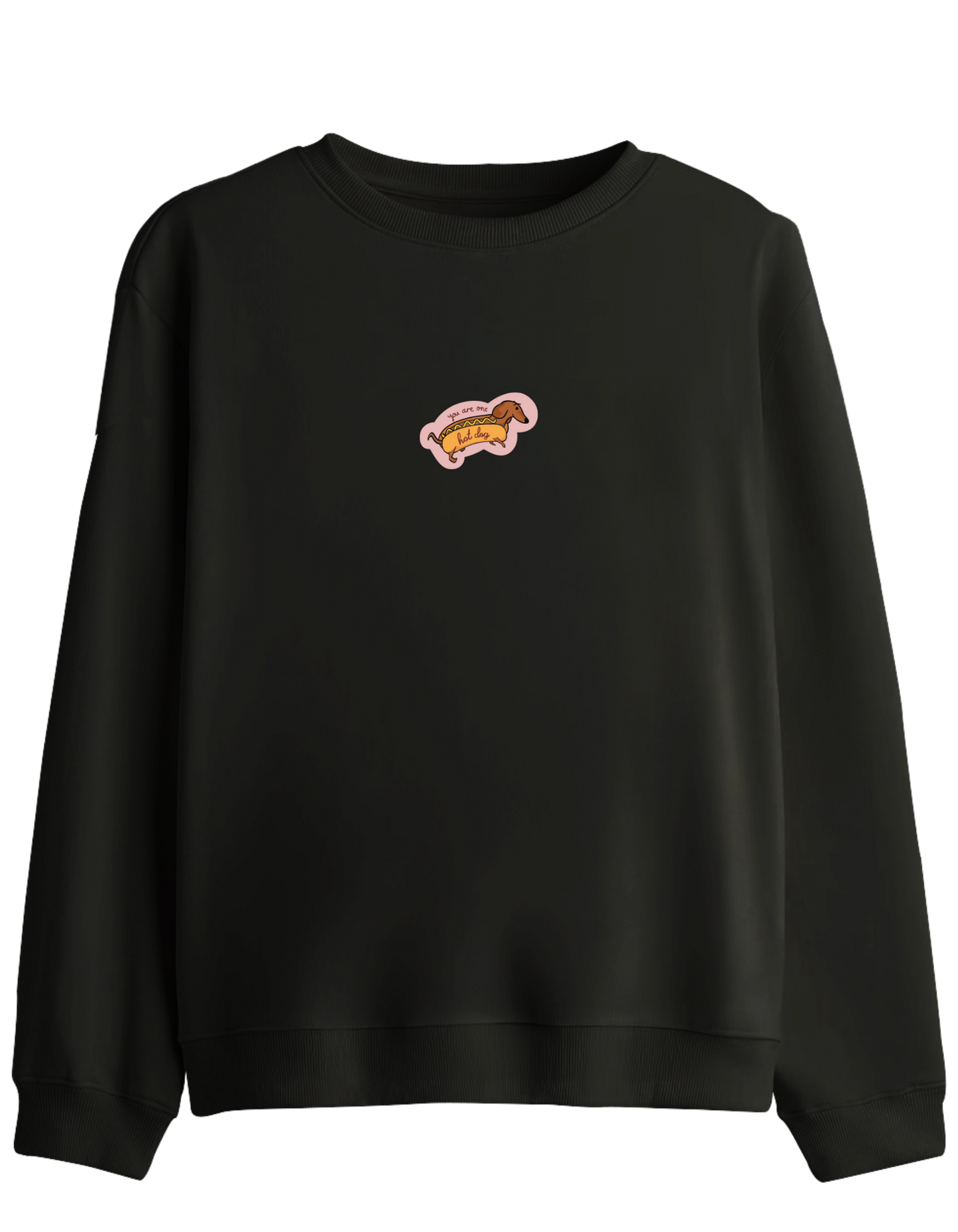 Hot Dog Baskılı Bisiklet Yaka Sweatshirt