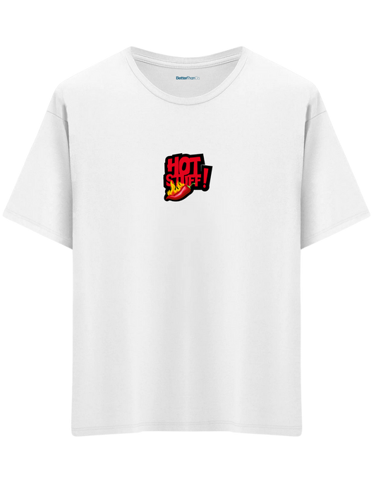 Hot Stuff Baskılı Bisiklet Yaka Oversize T-shirt