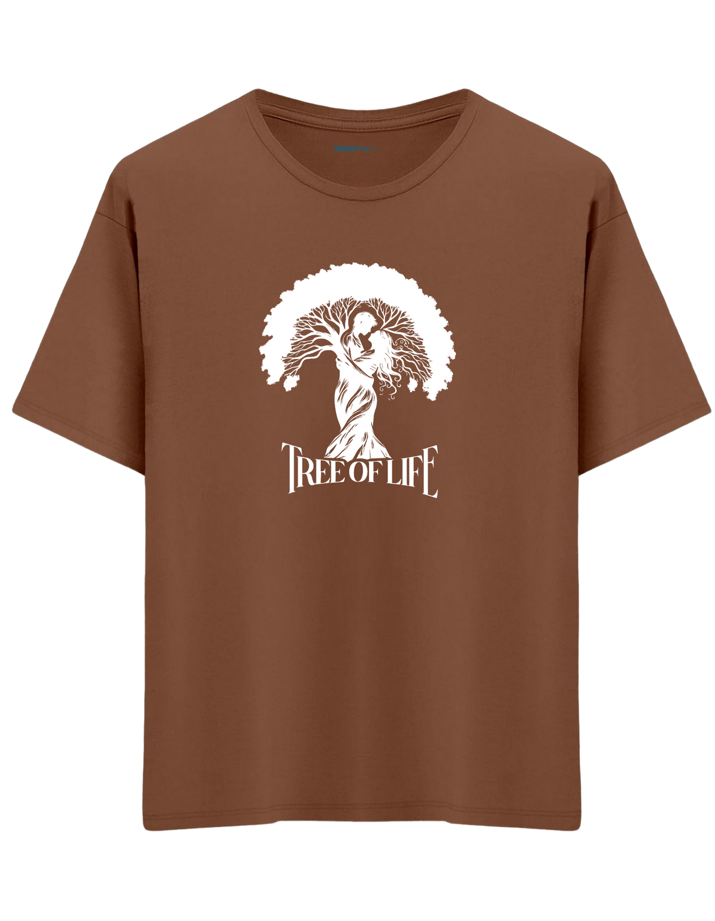 Tree Of Life Baskılı Bisiklet Yaka Oversize T-shirt