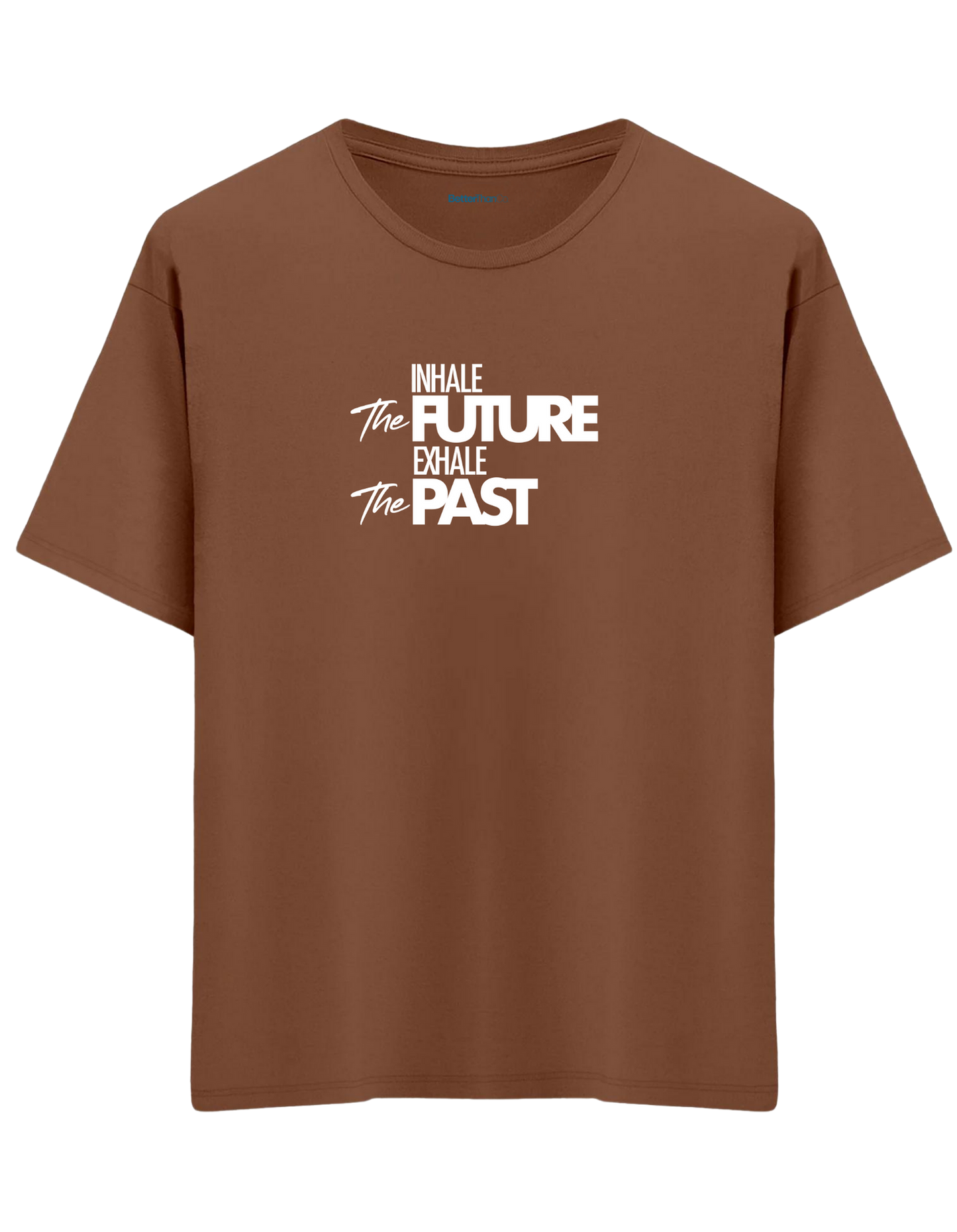 Inhale Exhale Baskılı Bisiklet Yaka Oversize T-shirt