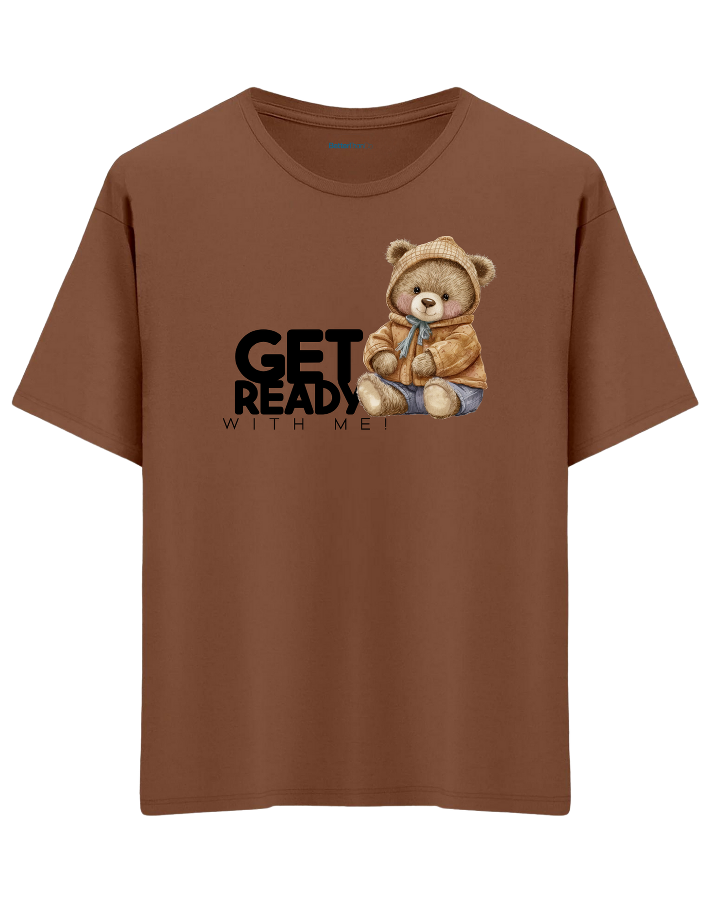 Get Ready Baskılı Bisiklet Yaka Oversize T-shirt