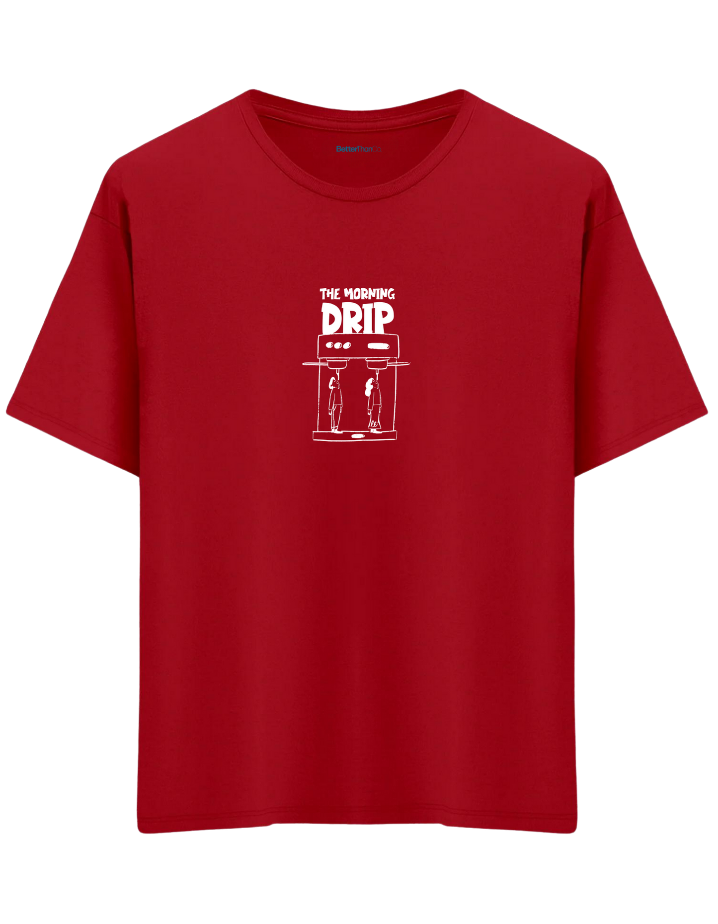 Morning Drip Baskılı Bisiklet Yaka Oversize T-shirt