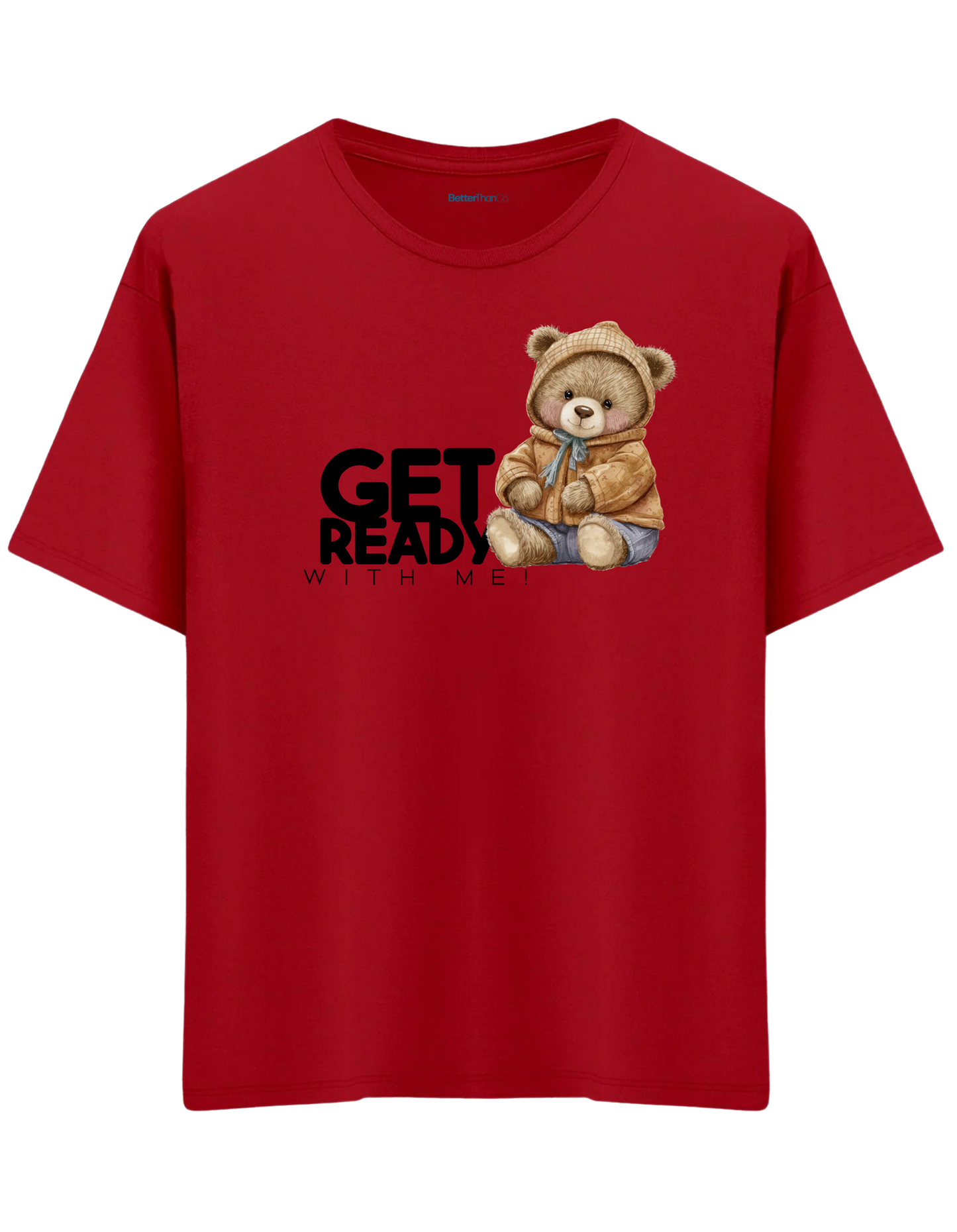 Get Ready Baskılı Bisiklet Yaka Oversize T-shirt
