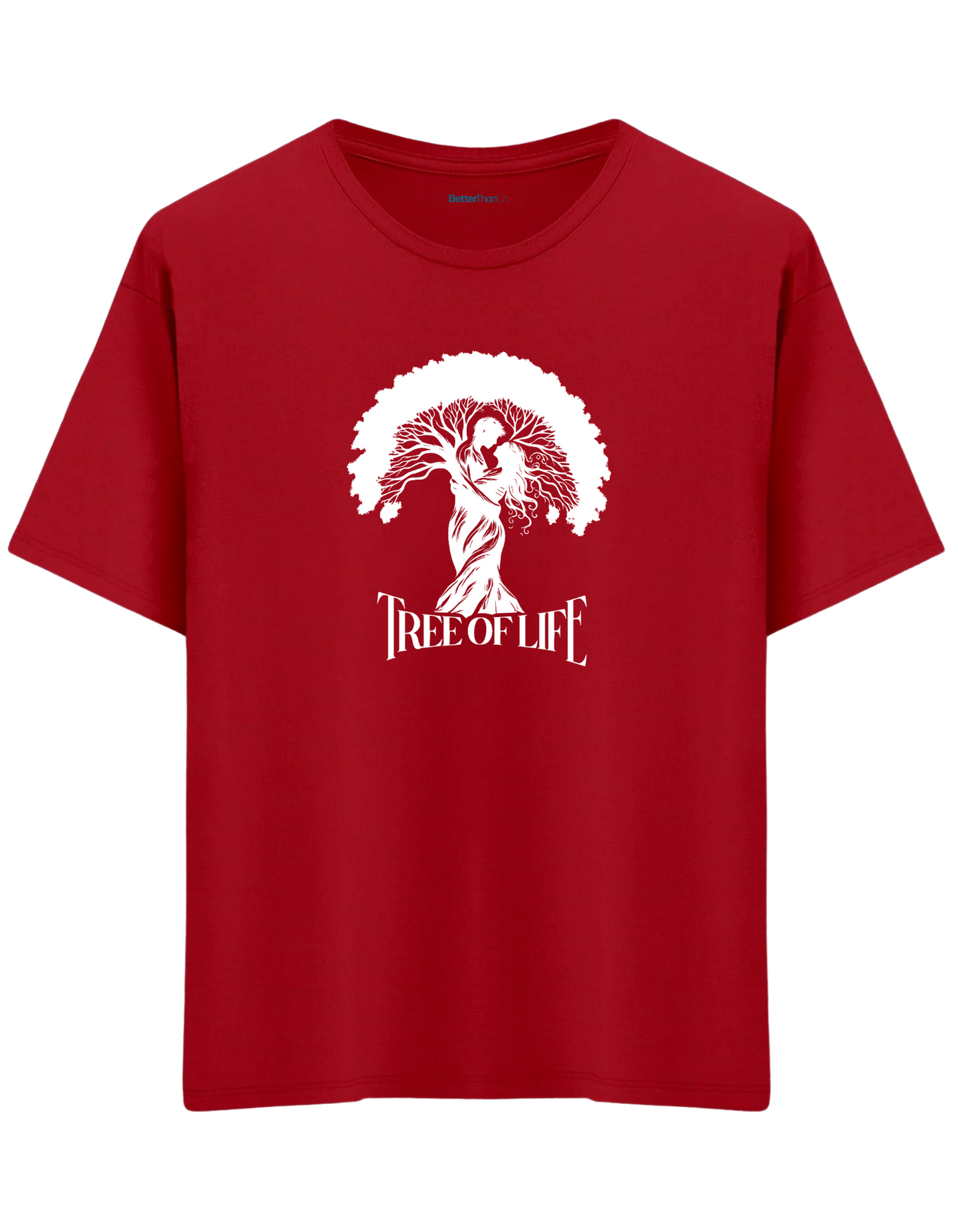 Tree Of Life Baskılı Bisiklet Yaka Oversize T-shirt