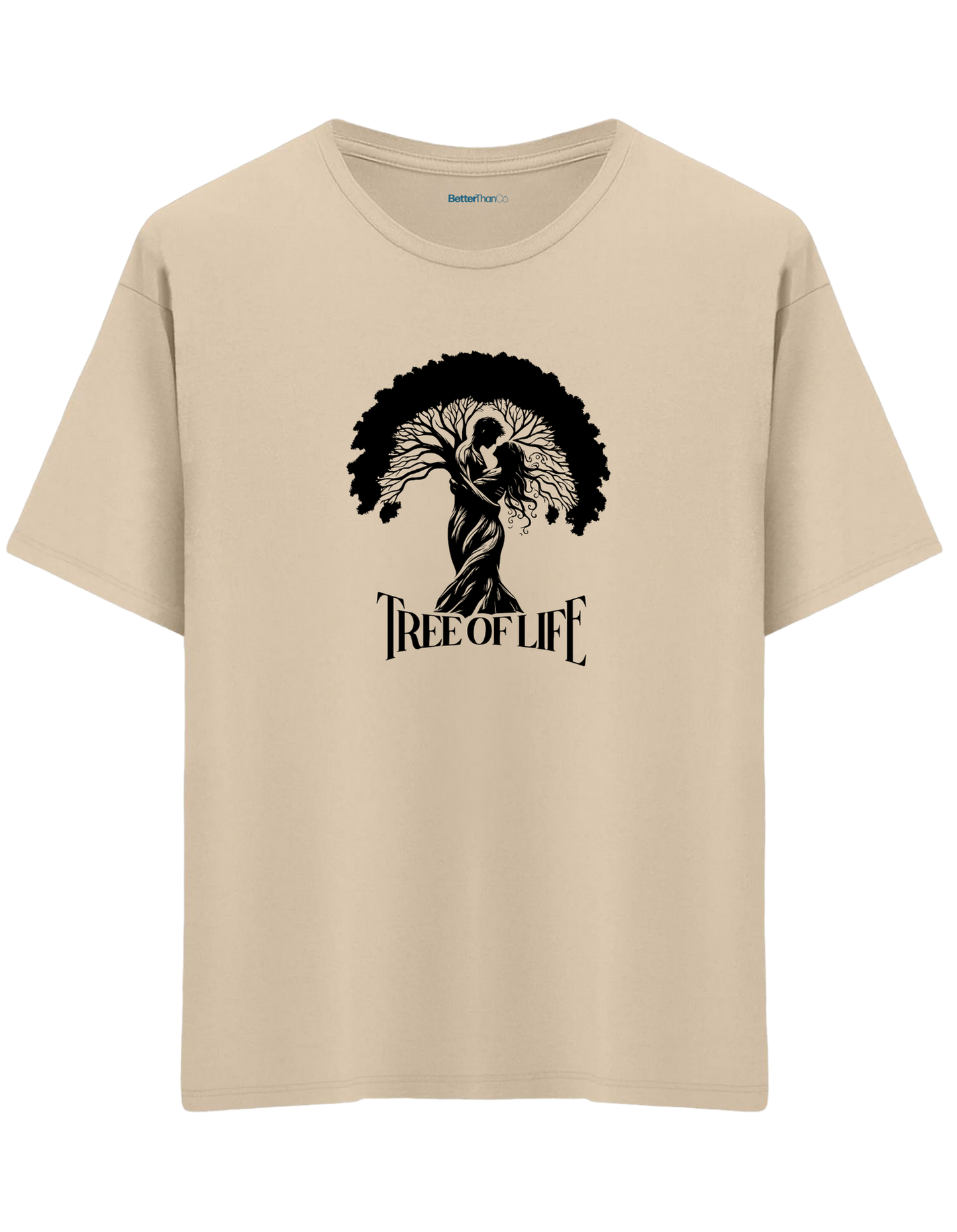 Tree Of Life Baskılı Bisiklet Yaka Oversize T-shirt