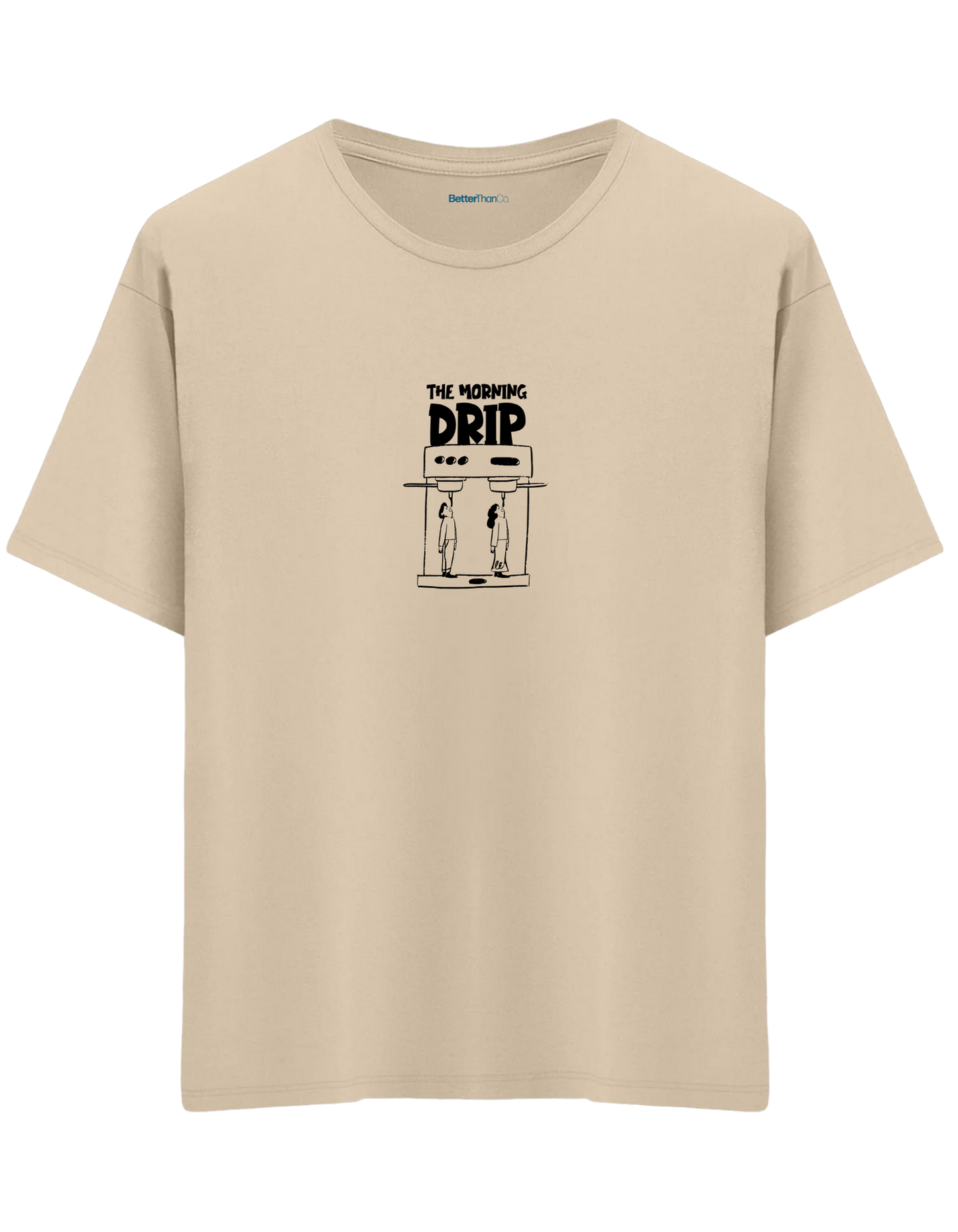 Morning Drip Baskılı Bisiklet Yaka Oversize T-shirt