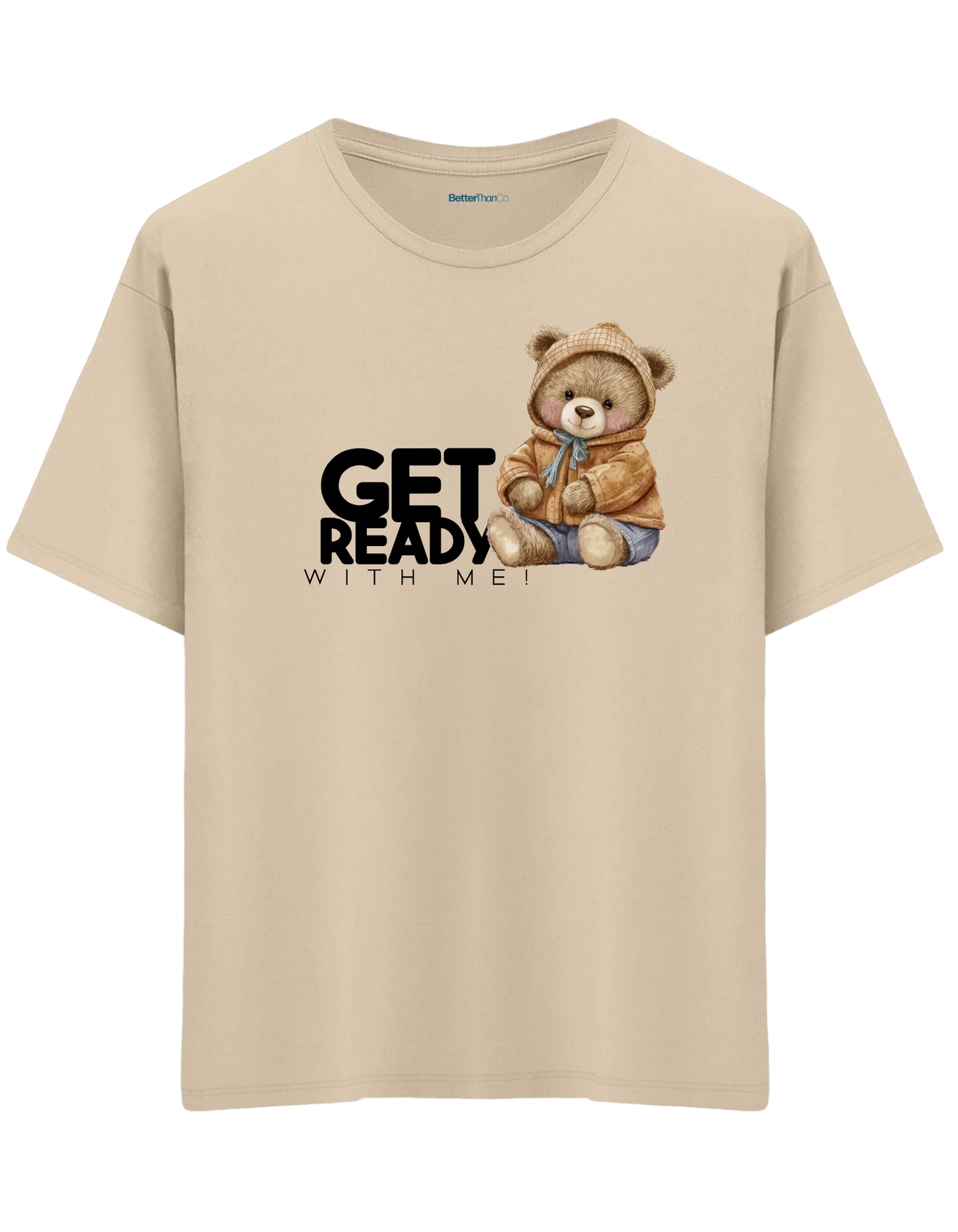 Get Ready Baskılı Bisiklet Yaka Oversize T-shirt