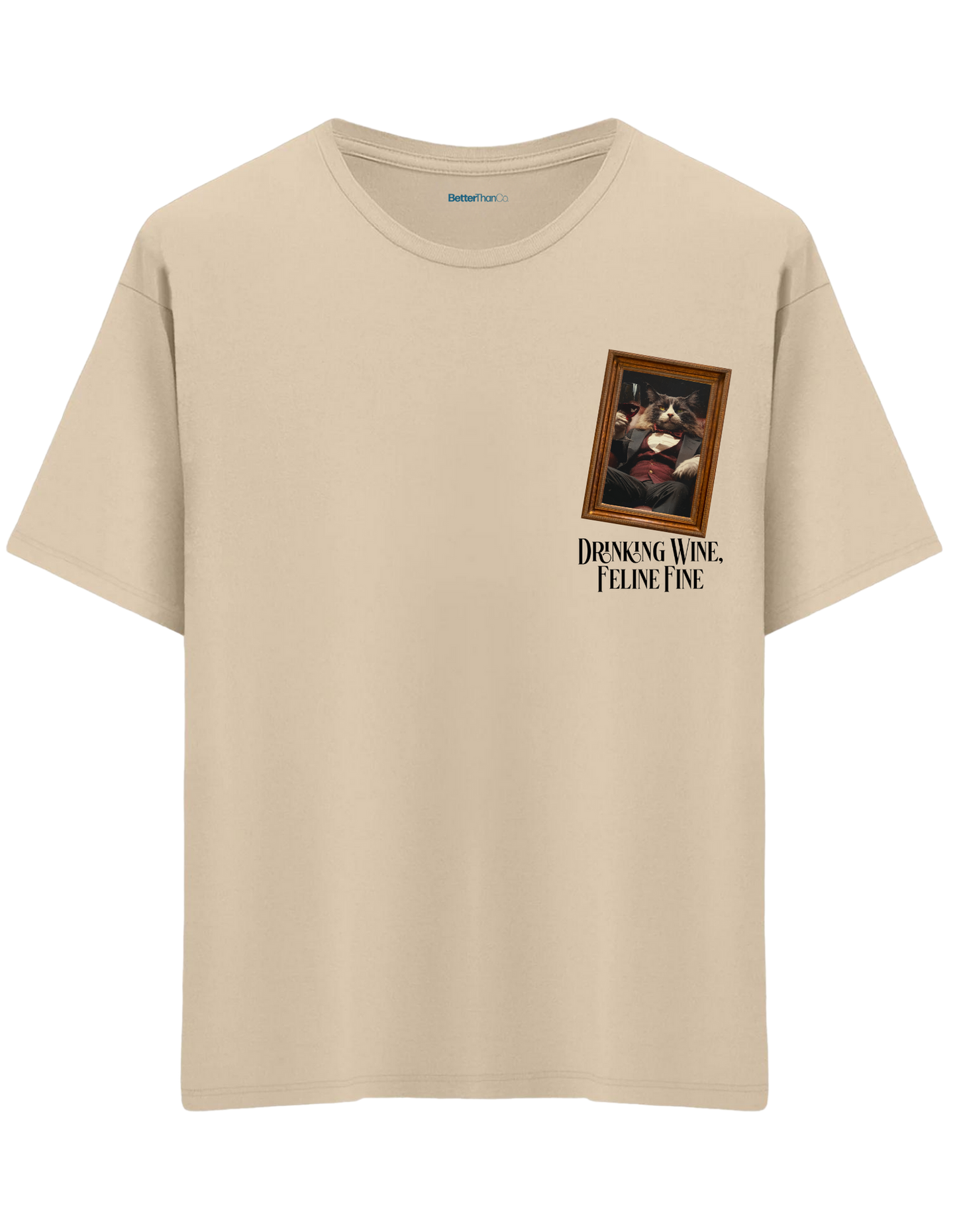 Feline Fine Baskılı Bisiklet Yaka Oversize T-shirt