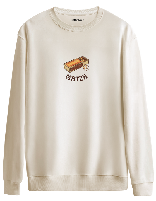 Match! Baskılı Bisiklet Yaka Oversize Sweatshirt