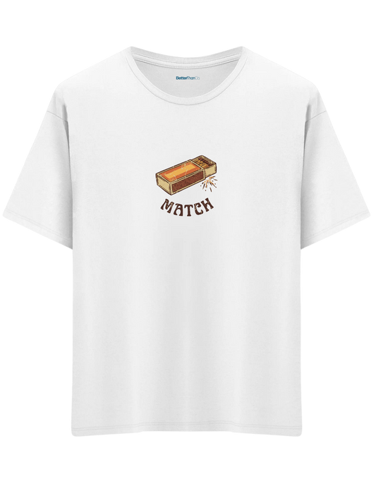 Match! Baskılı Bisiklet Yaka Oversize T-shirt