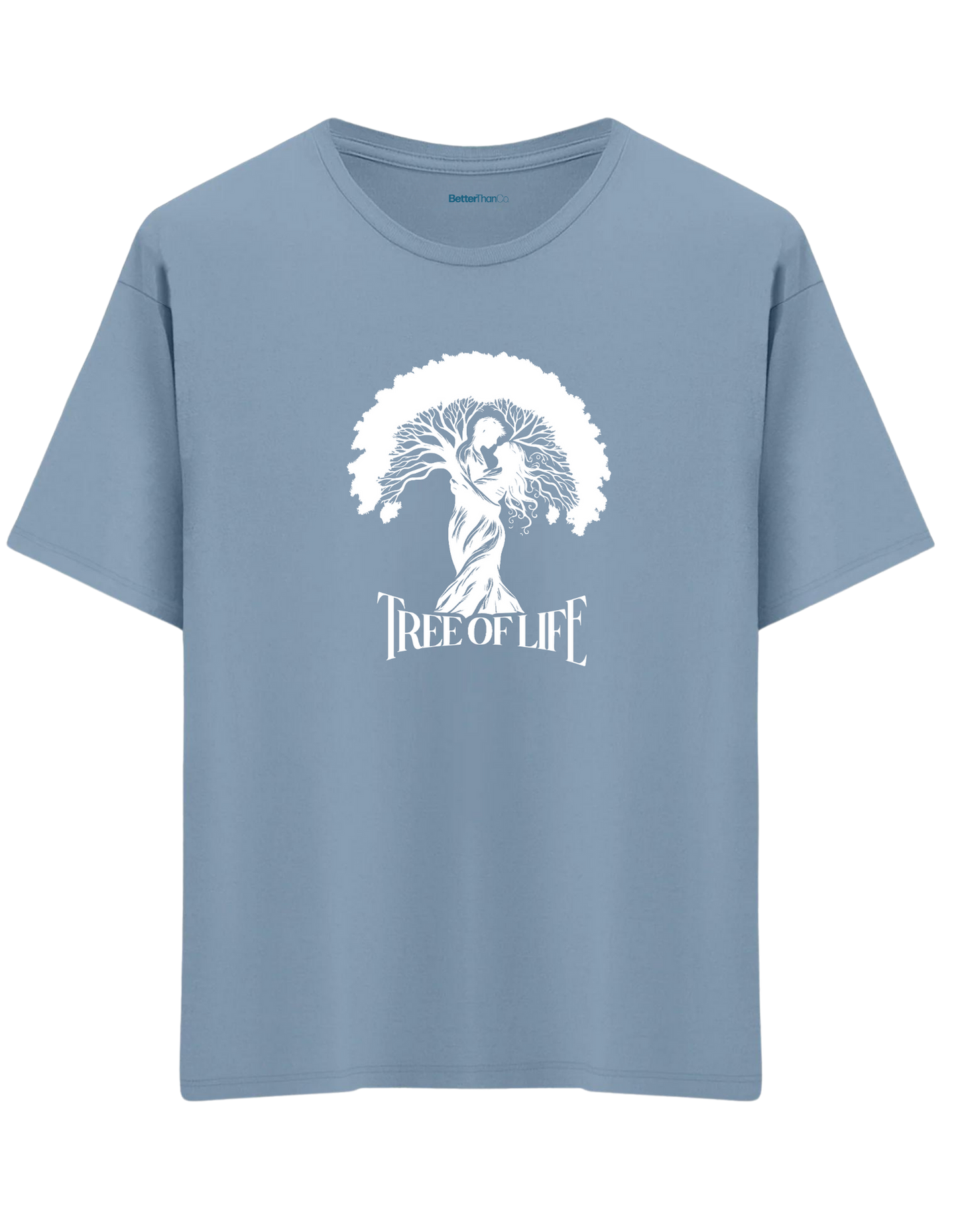 Tree Of Life Baskılı Bisiklet Yaka Oversize T-shirt