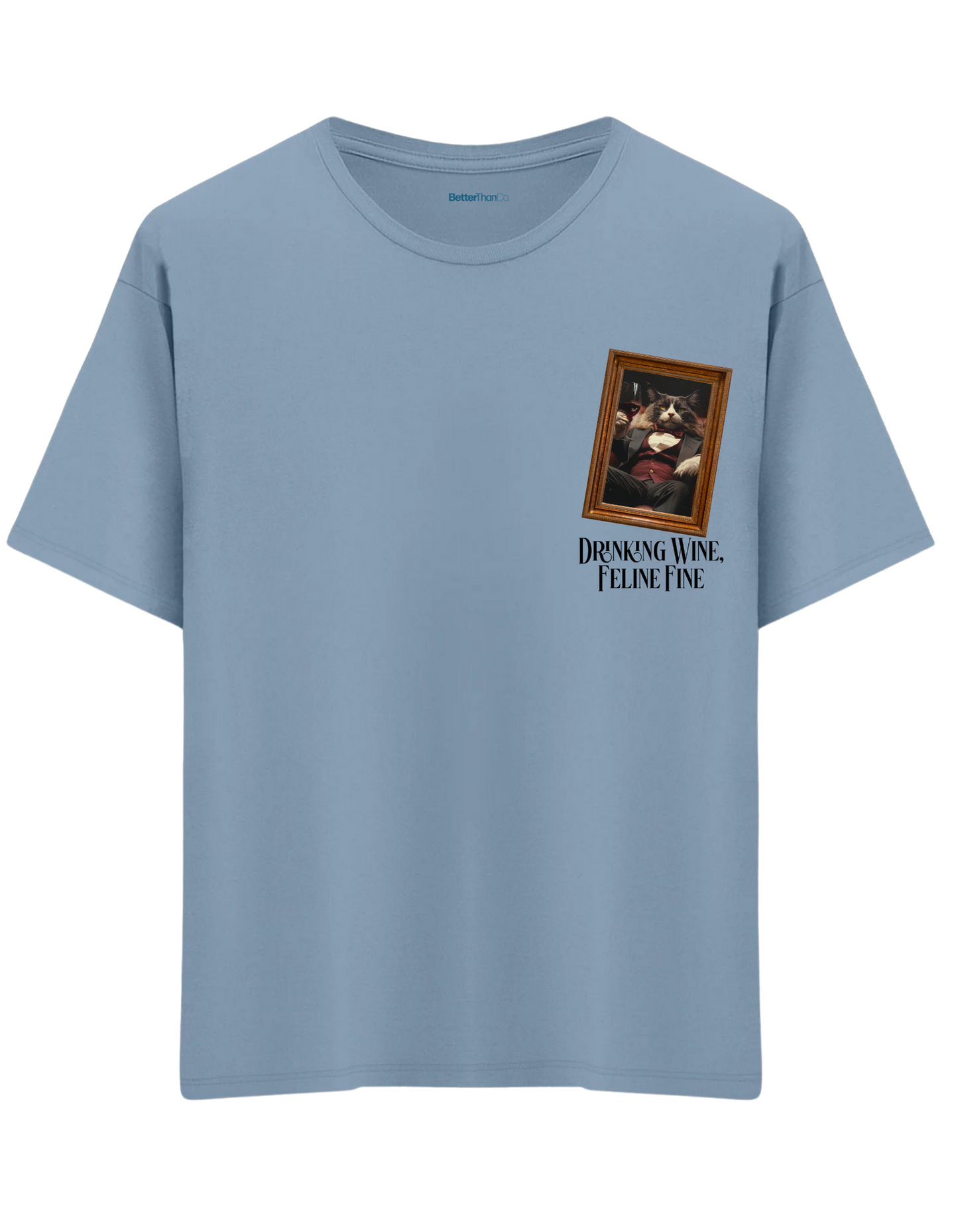 Feline Fine Baskılı Bisiklet Yaka Oversize T-shirt