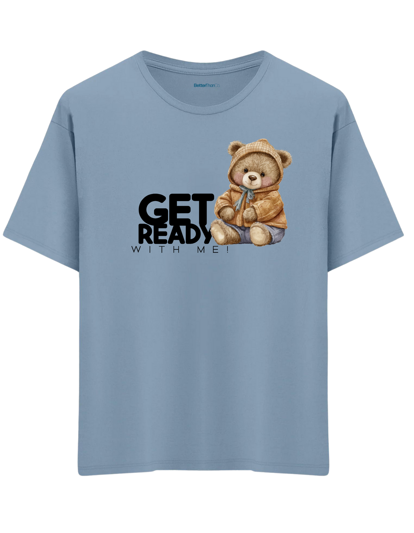 Get Ready Baskılı Bisiklet Yaka Oversize T-shirt