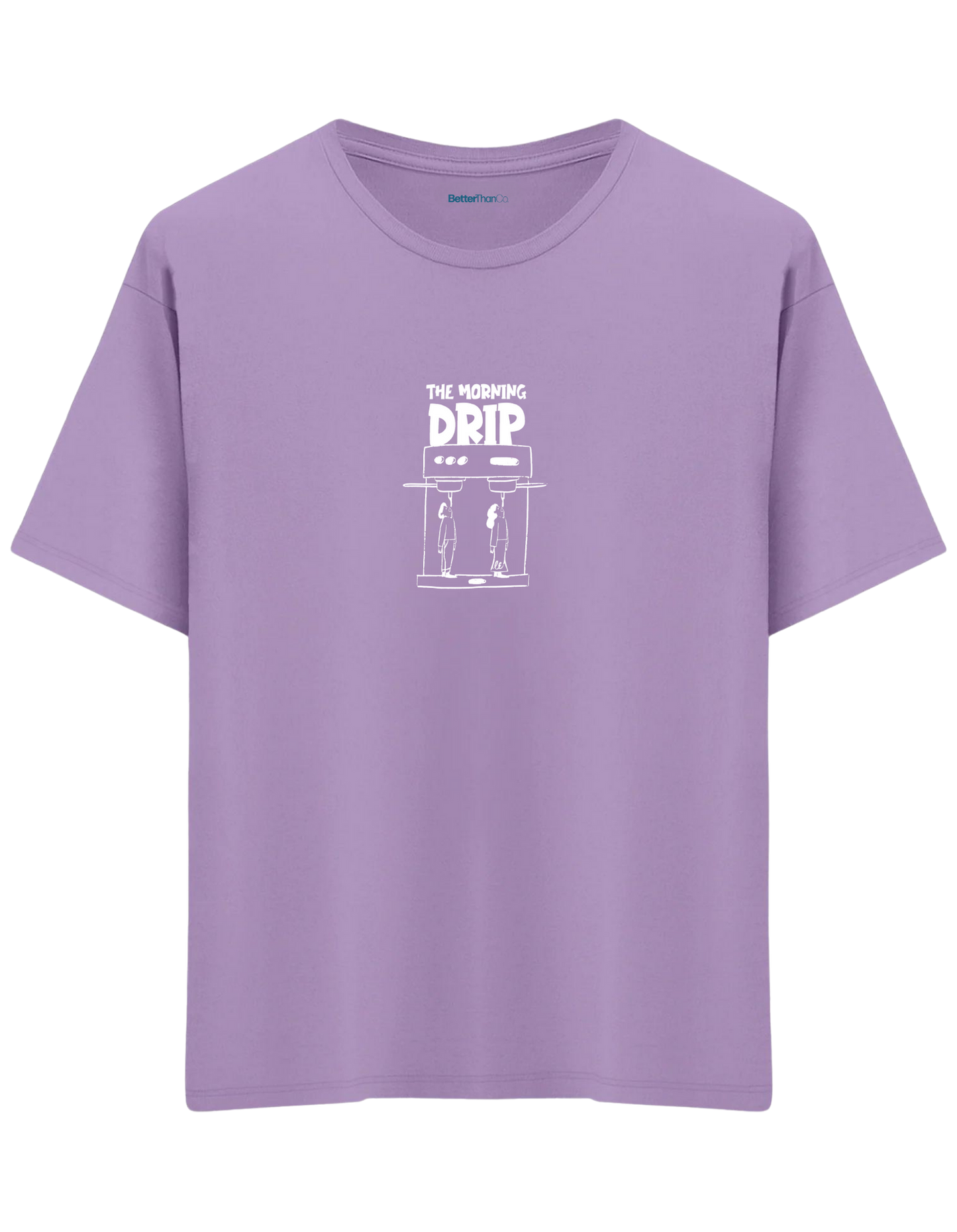 Morning Drip Baskılı Bisiklet Yaka Oversize T-shirt