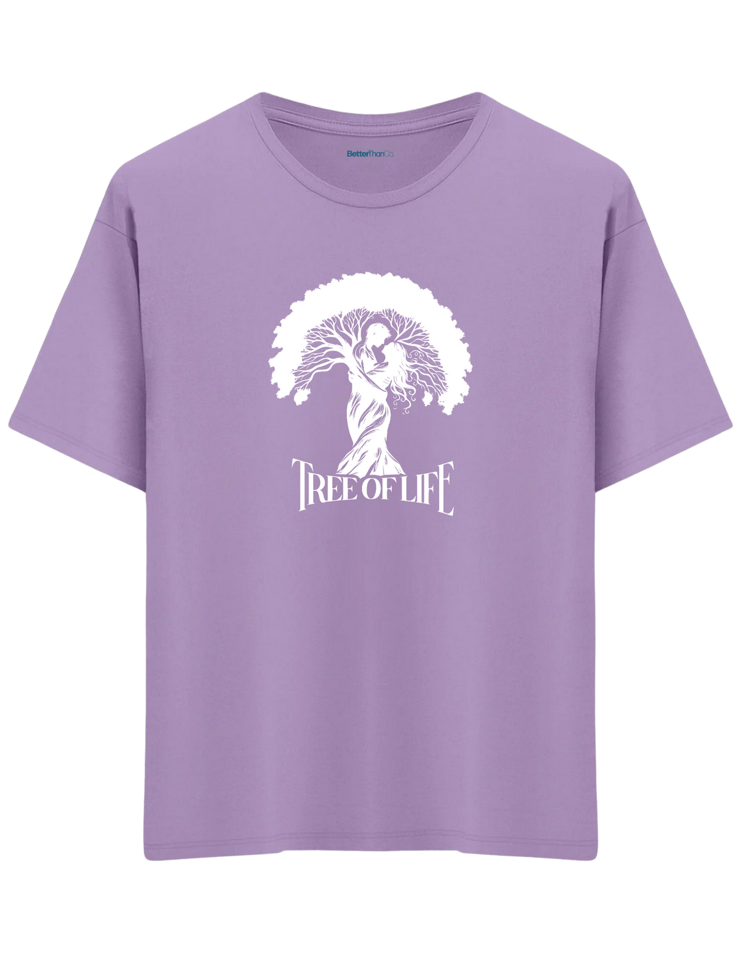 Tree Of Life Baskılı Bisiklet Yaka Oversize T-shirt