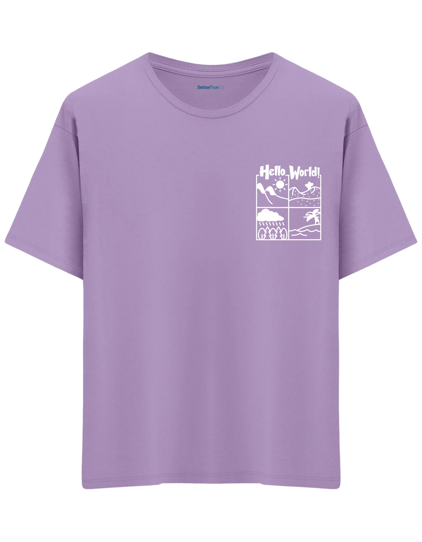 Hello World Baskılı Bisiklet Yaka Oversize T-shirt