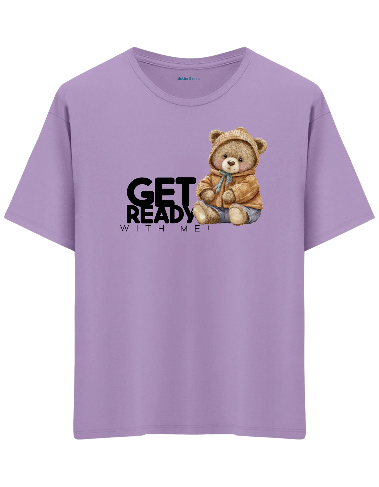 Get Ready Baskılı Bisiklet Yaka Oversize T-shirt