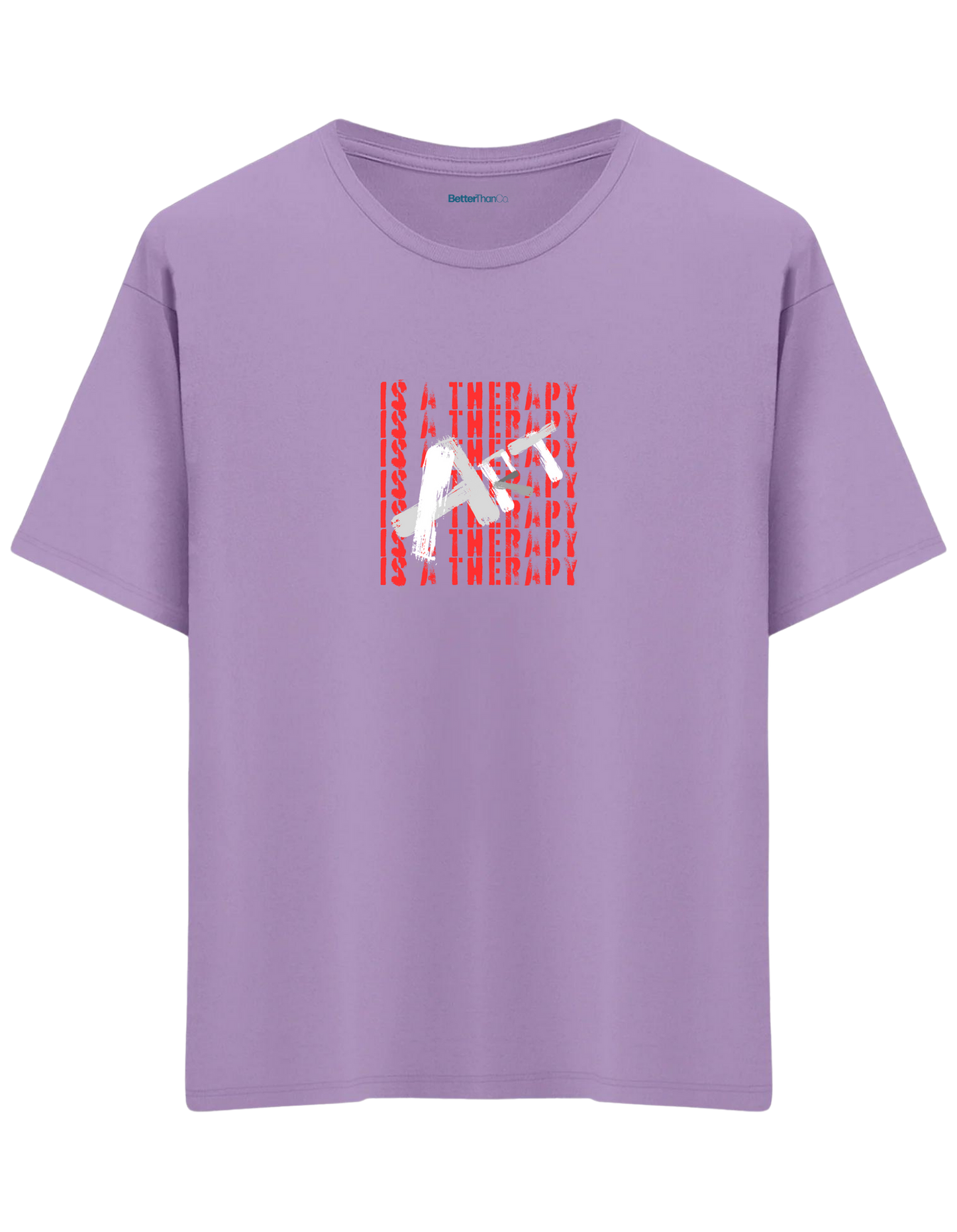 Art Is a Therapy Baskılı Bisiklet Yaka Oversize T-shirt