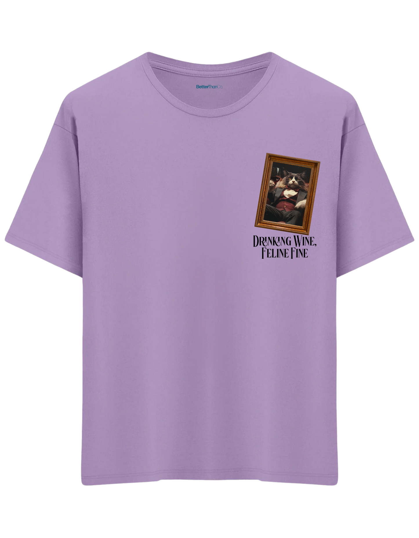 Feline Fine Baskılı Bisiklet Yaka Oversize T-shirt