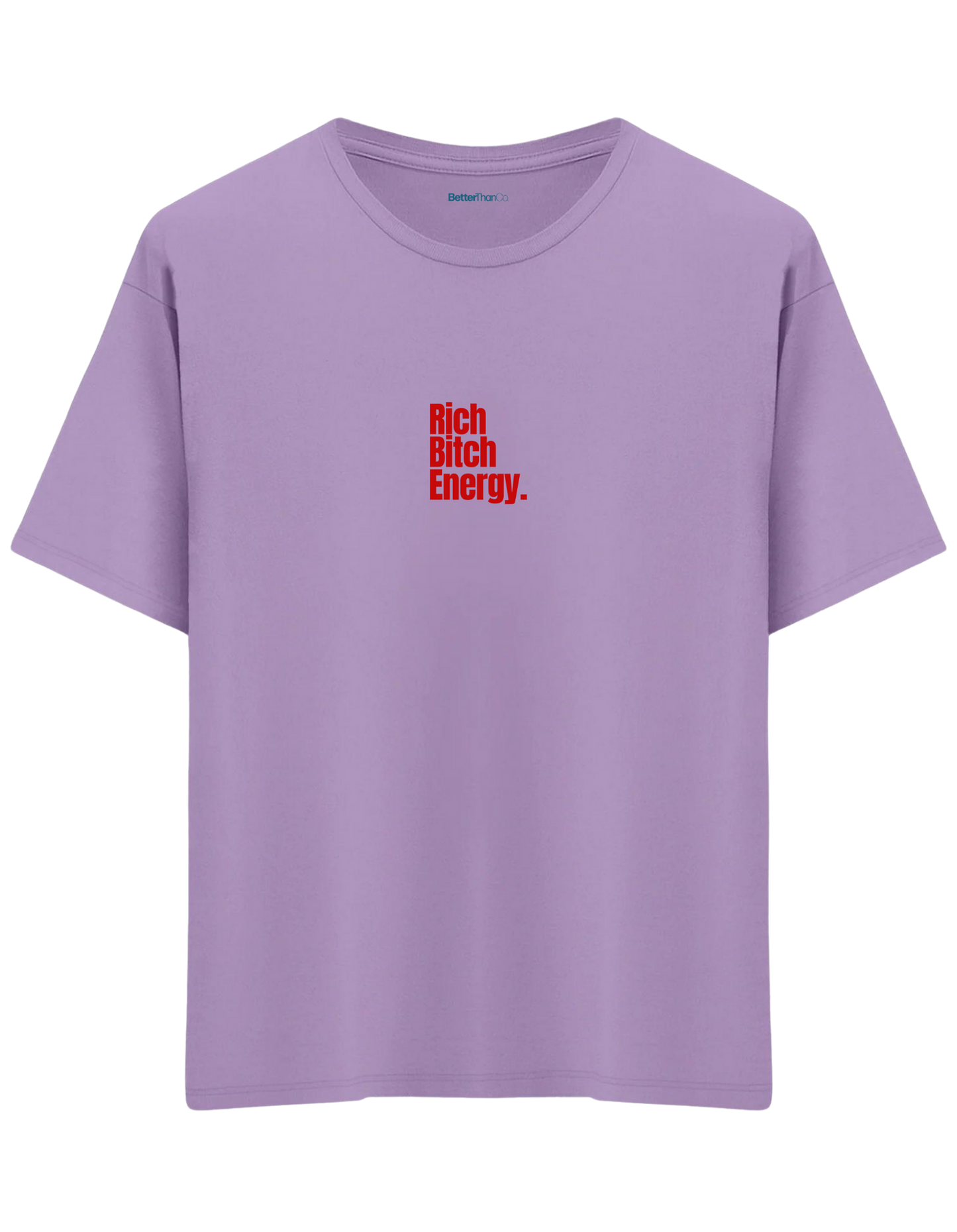 Rich Bitch Energy Baskılı Bisiklet Yaka Oversize T-shirt