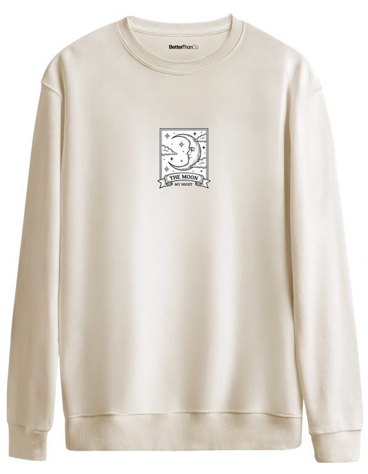 My Night Baskılı Bisiklet Yaka Oversize Sweatshirt