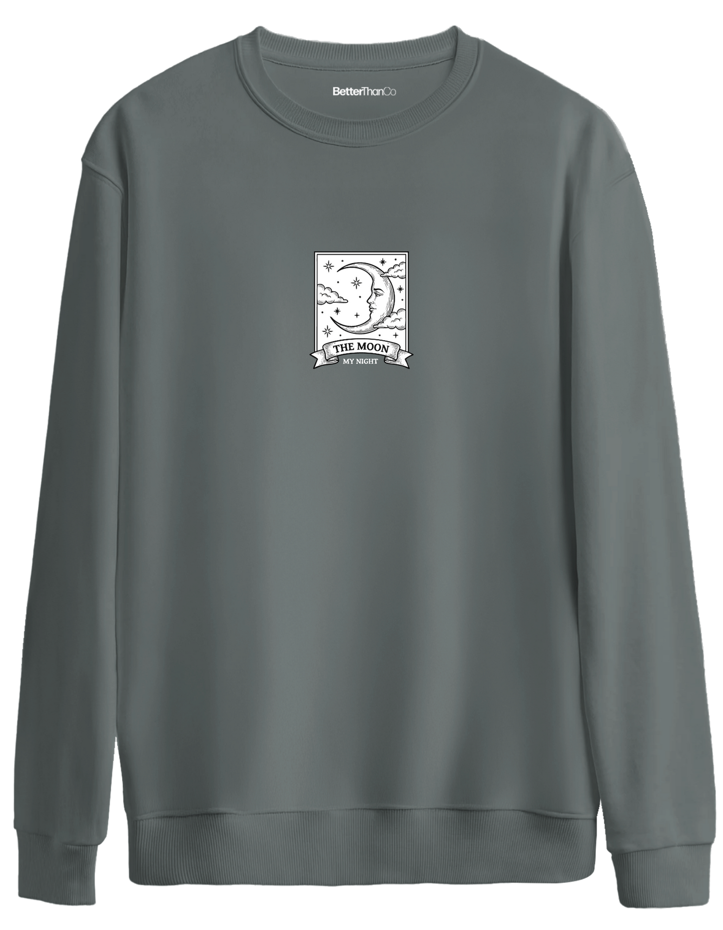 My Night Baskılı Bisiklet Yaka Oversize Sweatshirt