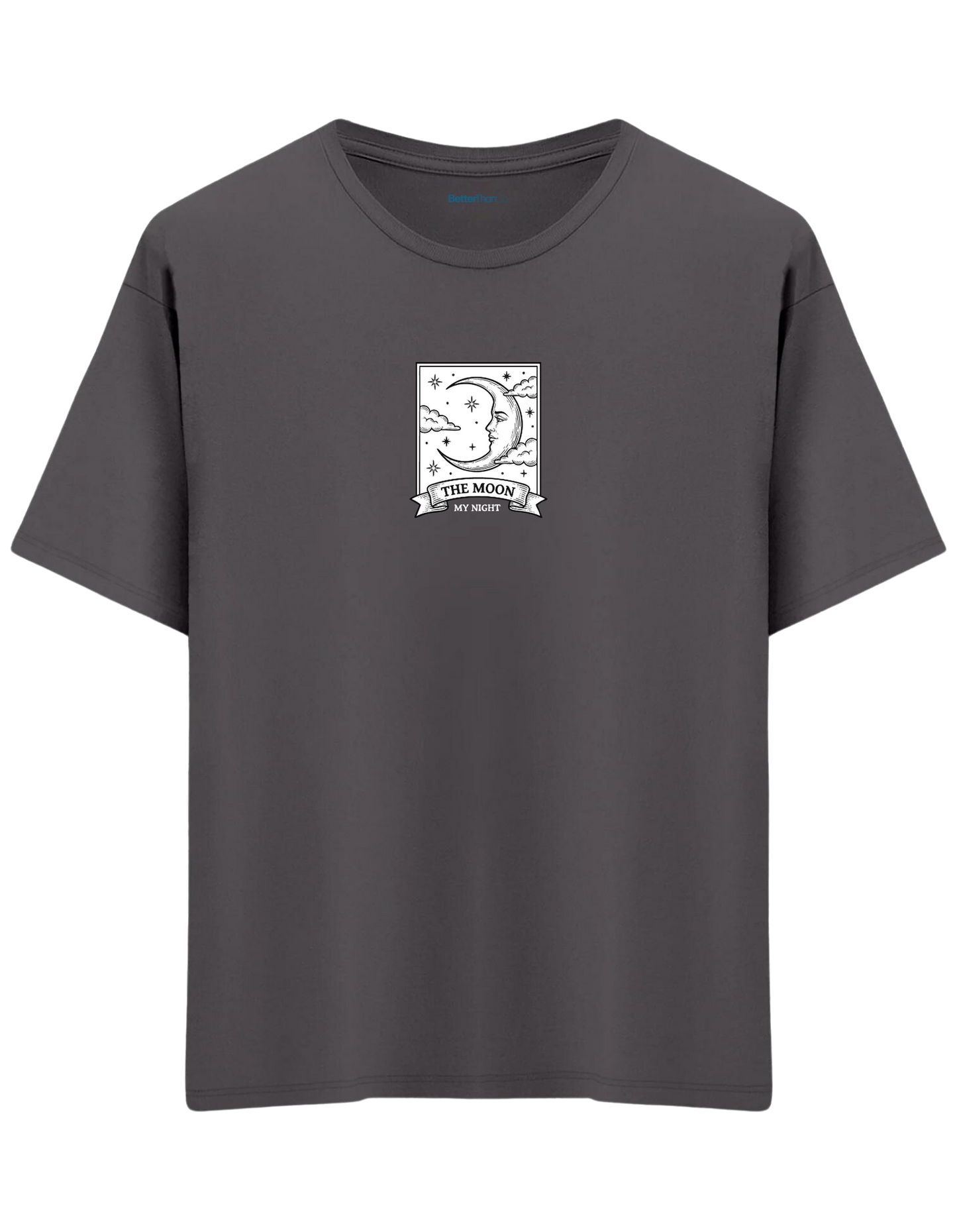 My Night Baskılı Bisiklet Yaka Oversize T-shirt