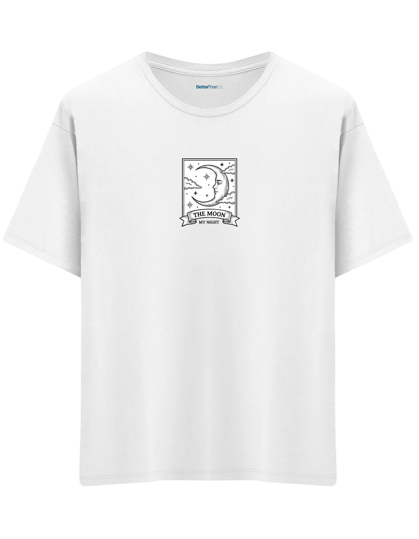 My Night Baskılı Bisiklet Yaka Oversize T-shirt