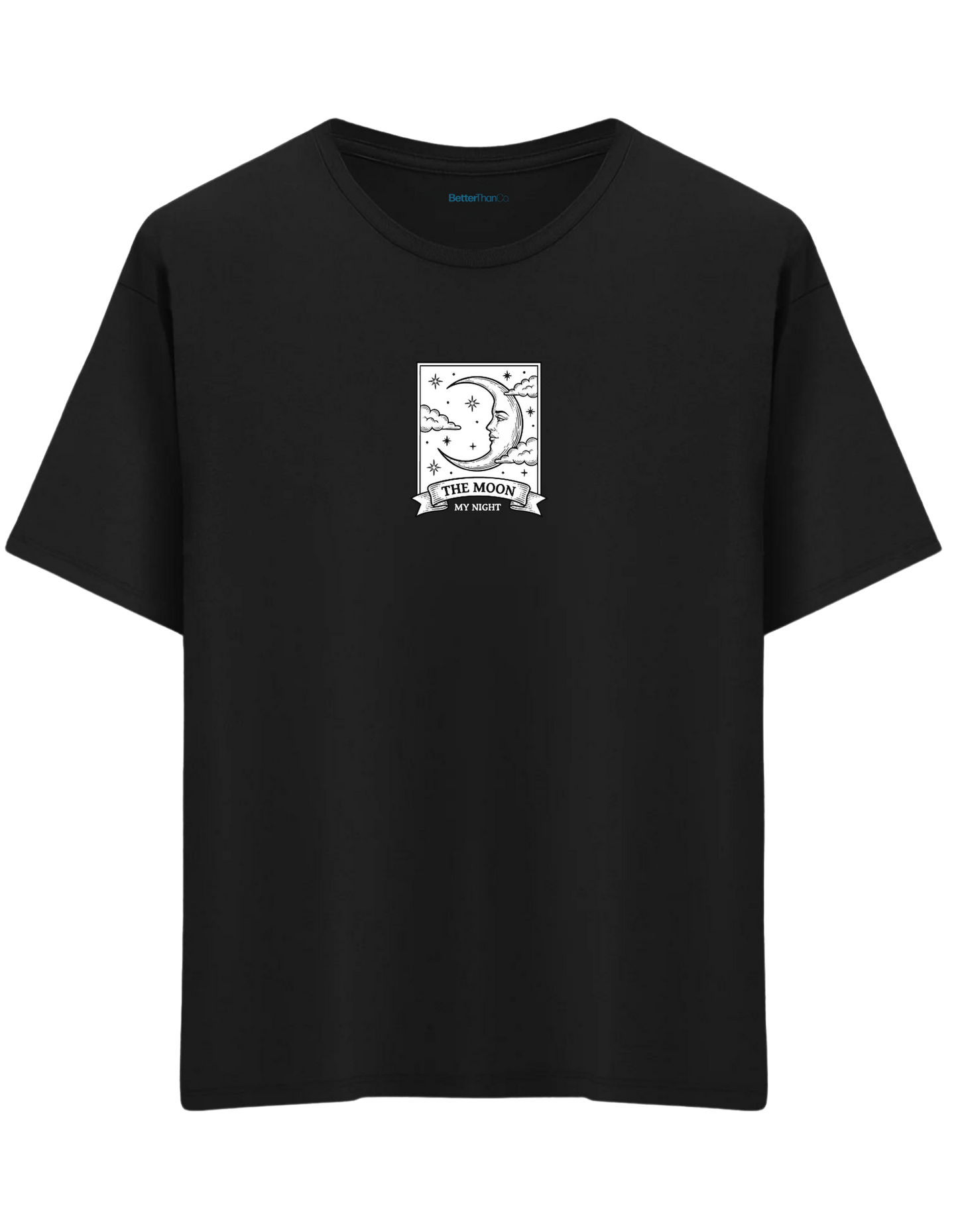 My Night Baskılı Bisiklet Yaka Oversize T-shirt