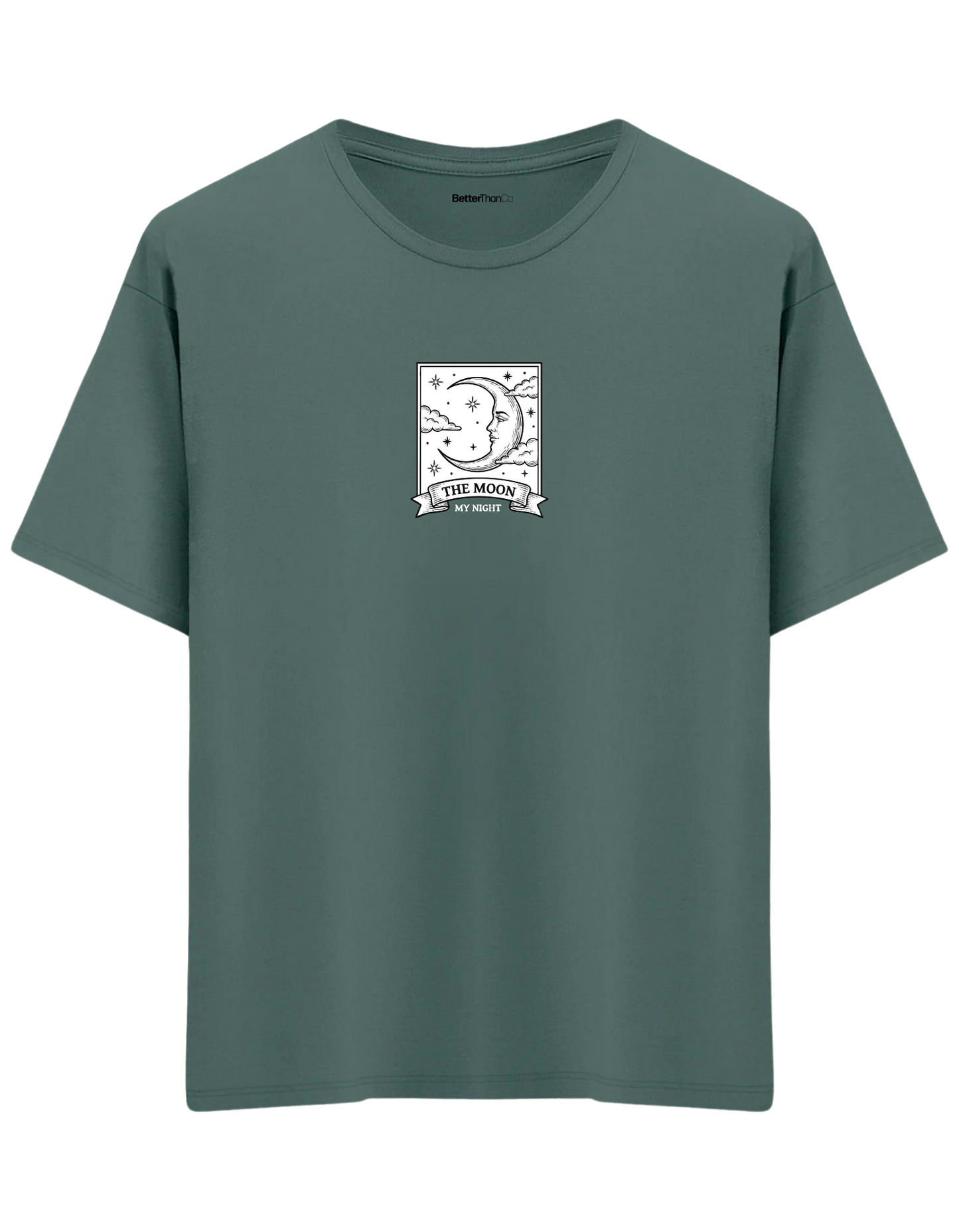 My Night Baskılı Bisiklet Yaka Oversize T-shirt