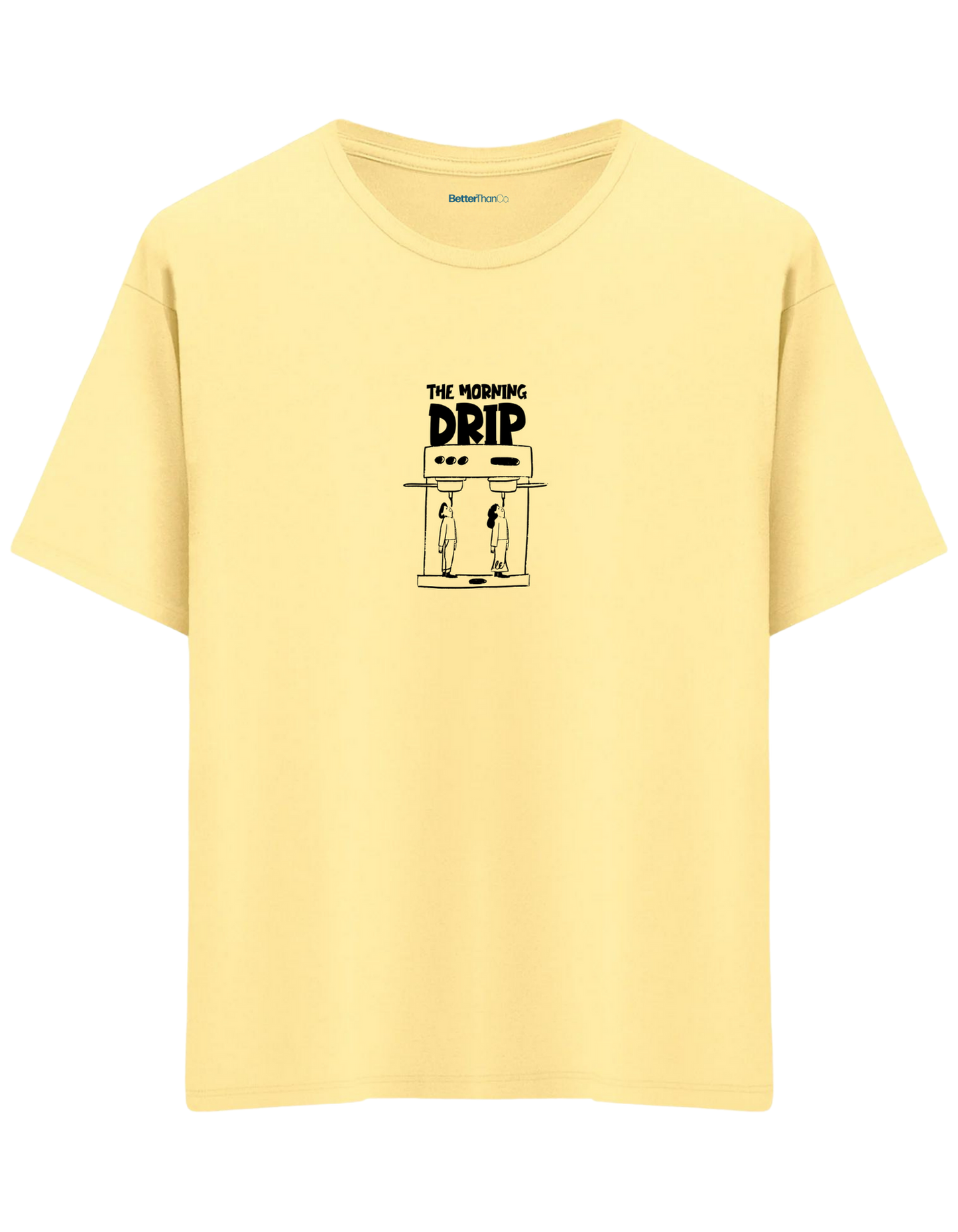 Morning Drip Baskılı Bisiklet Yaka Oversize T-shirt