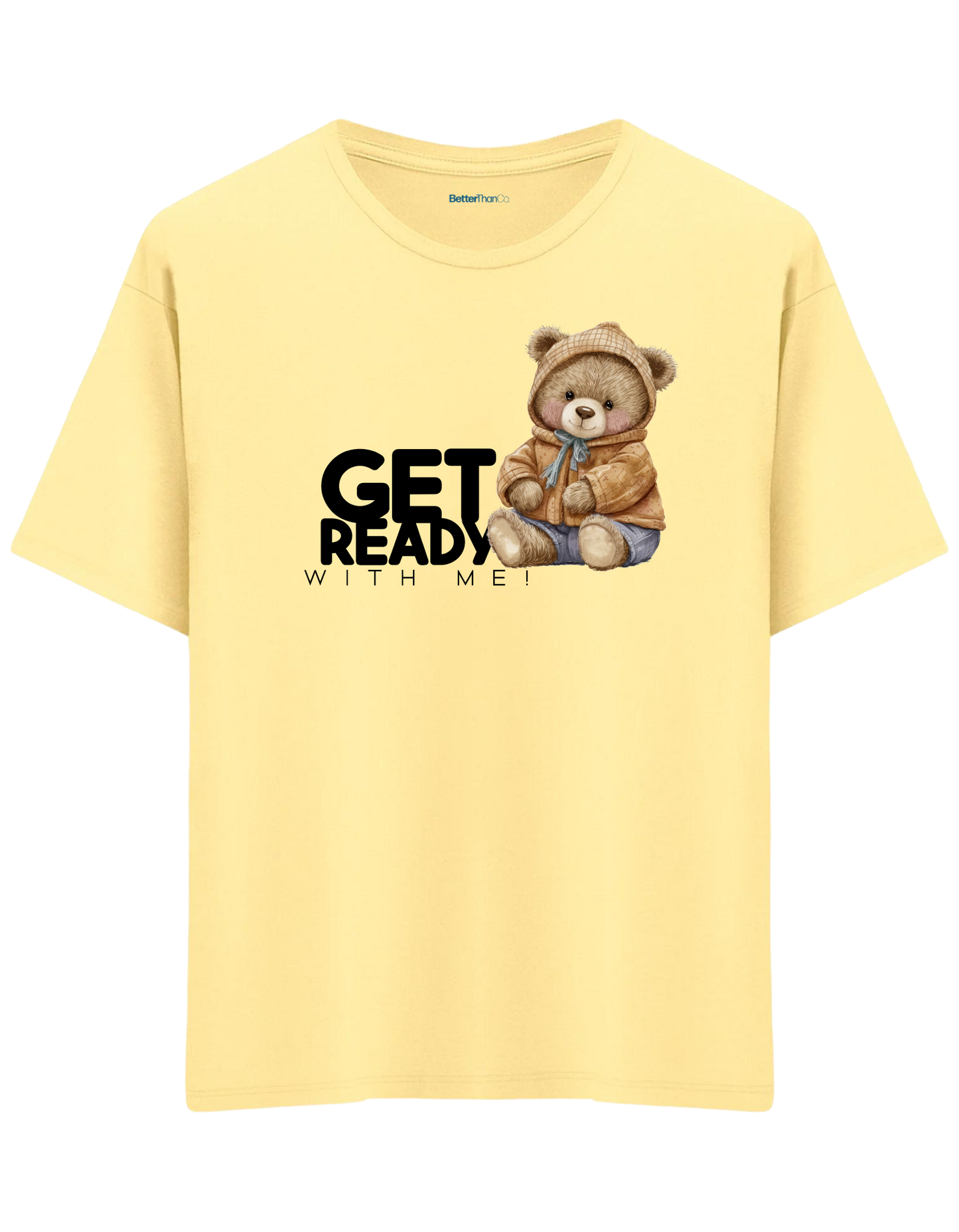 Get Ready Baskılı Bisiklet Yaka Oversize T-shirt