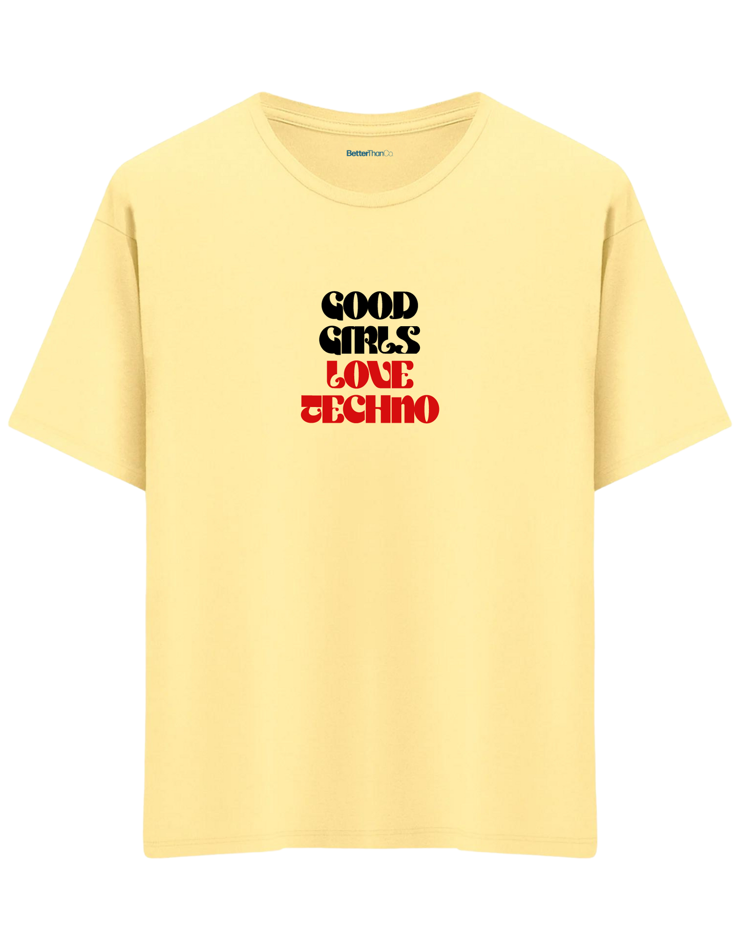 Techno Baskılı Bisiklet Yaka Oversize T-shirt