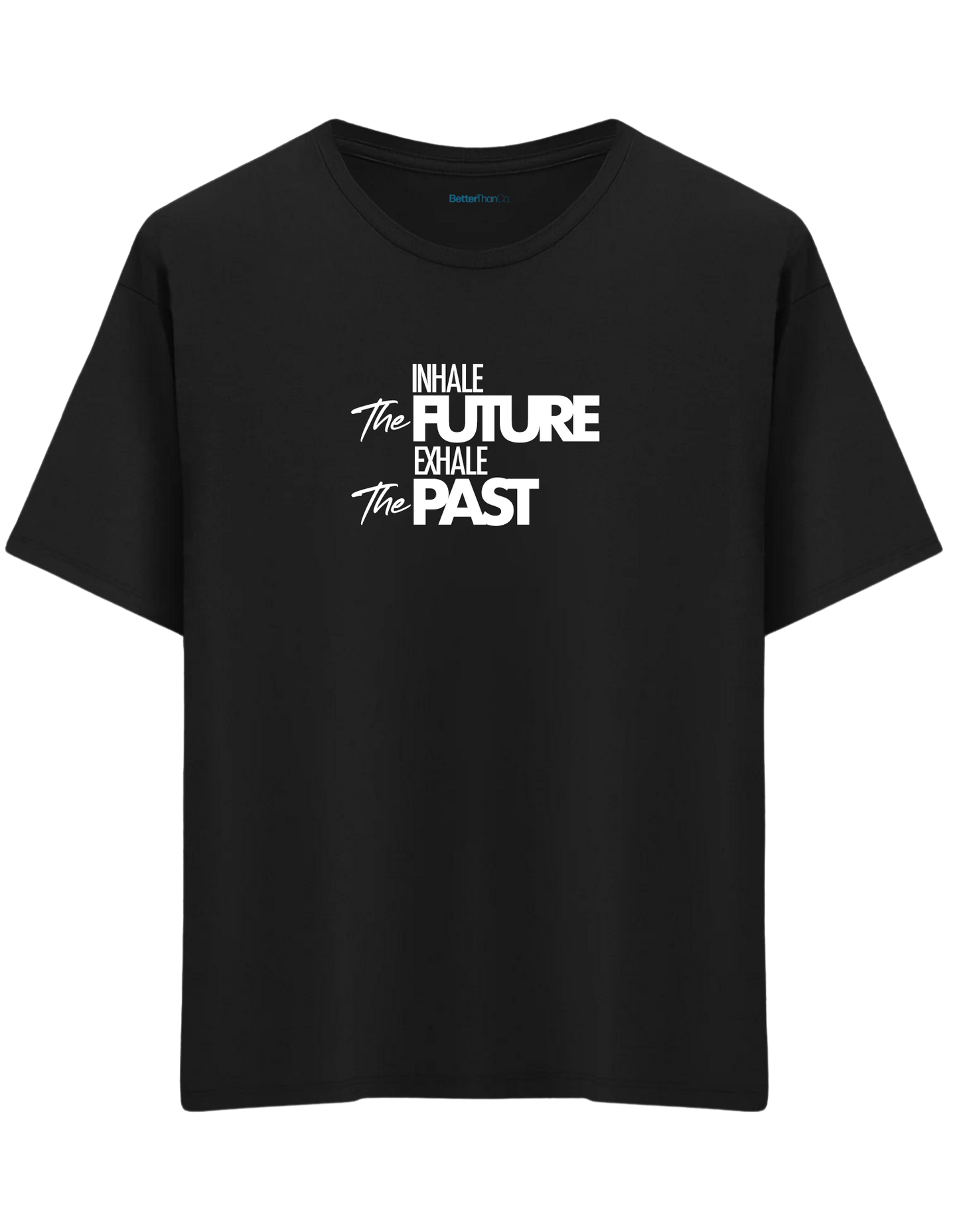 Inhale Exhale Baskılı Bisiklet Yaka Oversize T-shirt