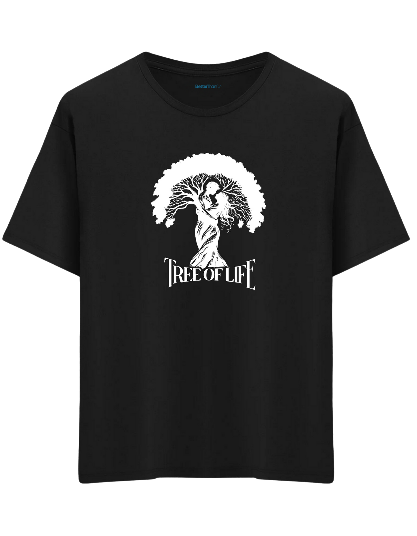 Tree Of Life Baskılı Bisiklet Yaka Oversize T-shirt