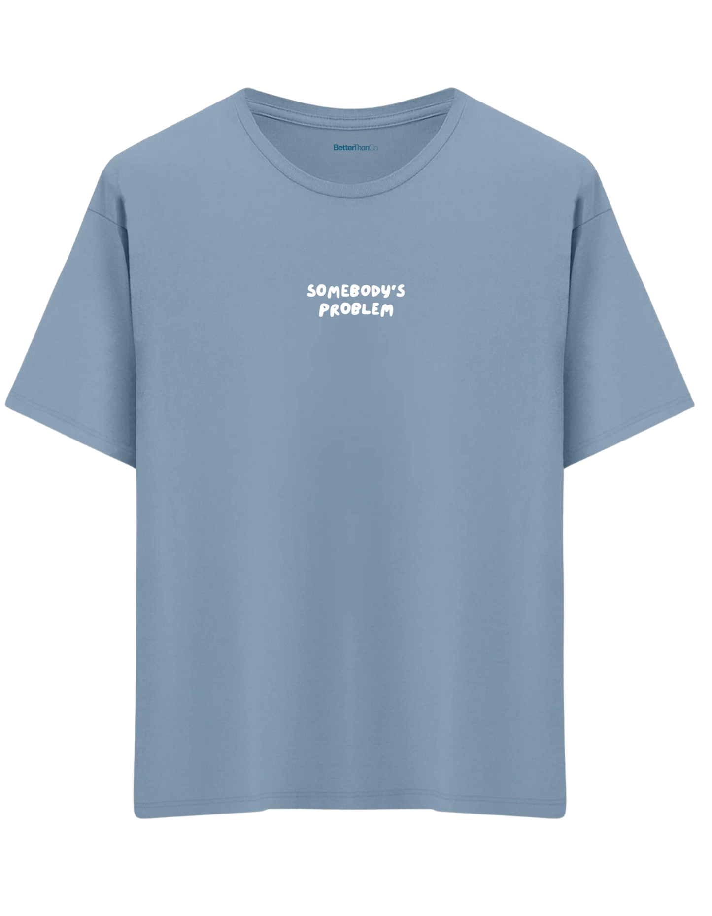 Somebody's Problem Baskılı Bisiklet Yaka Oversize T-shirt