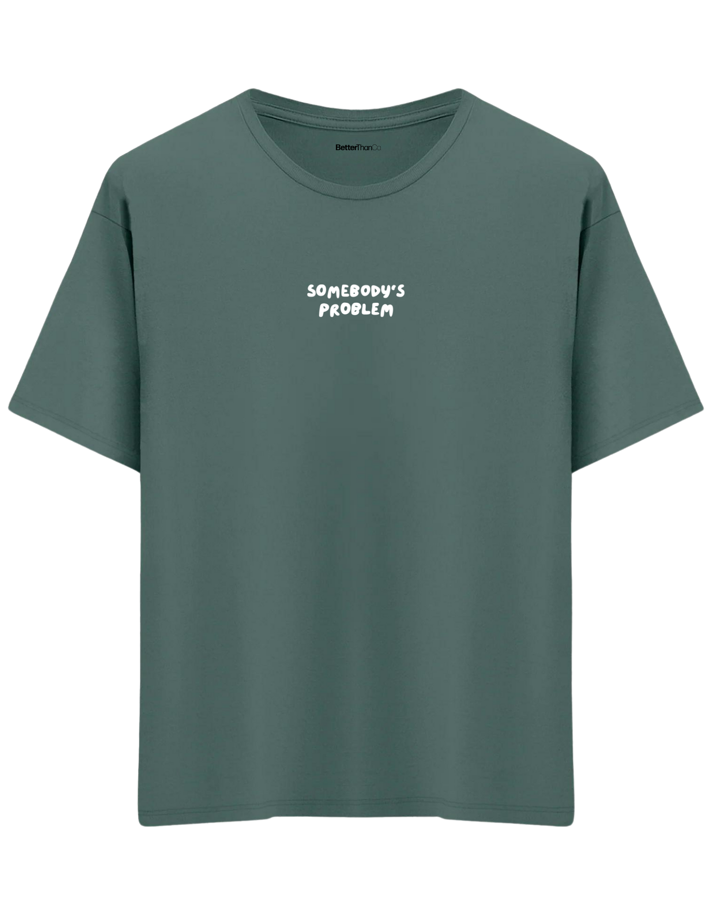Somebody's Problem Baskılı Bisiklet Yaka Oversize T-shirt