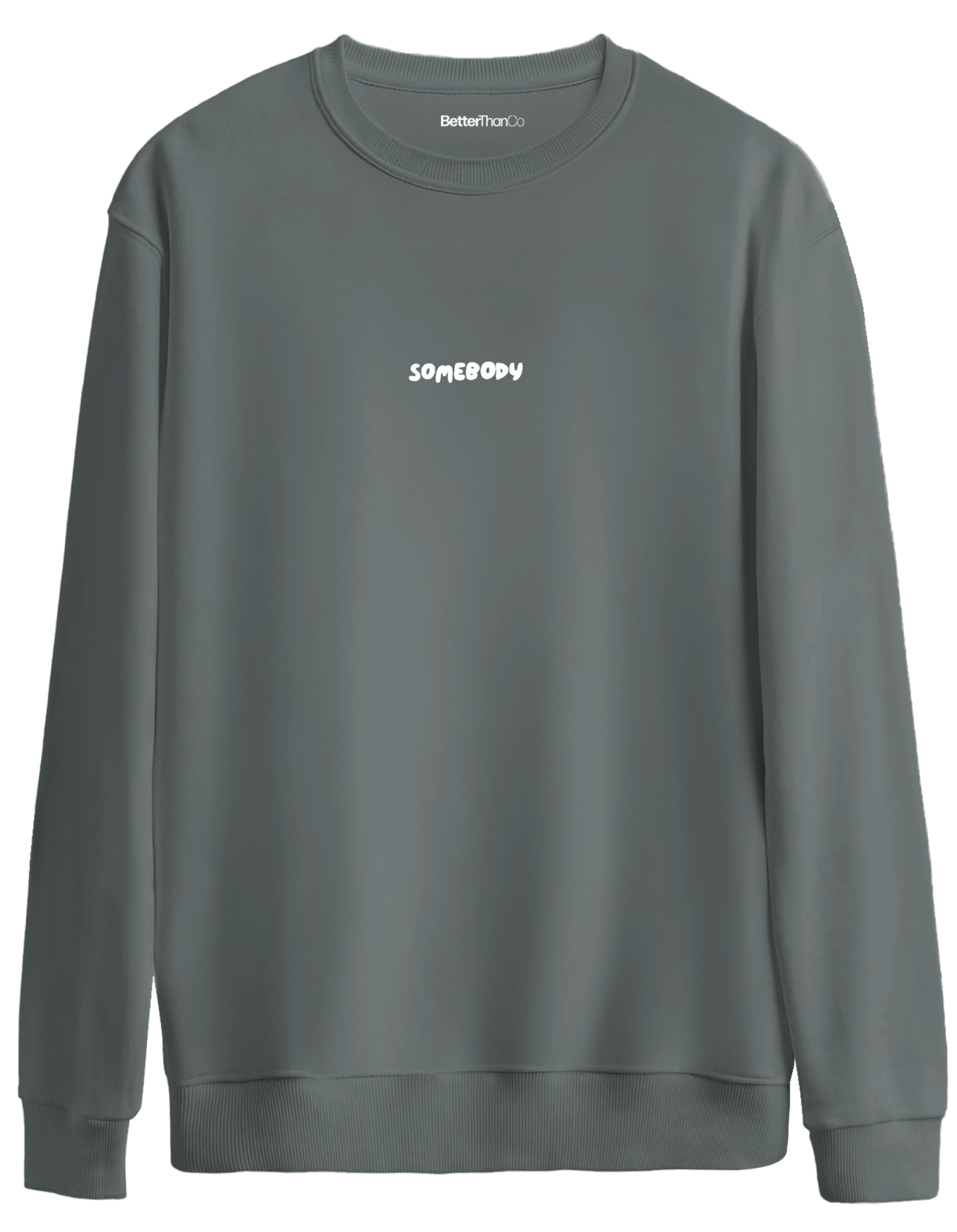 Somebody Baskılı Bisiklet Yaka Oversize Sweatshirt