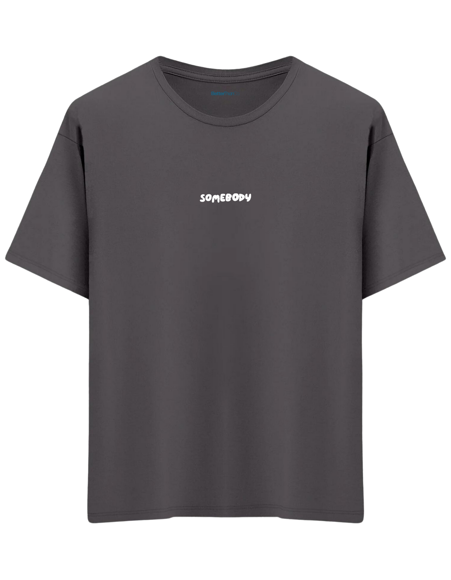 Somebody Baskılı Bisiklet Yaka Oversize T-shirt