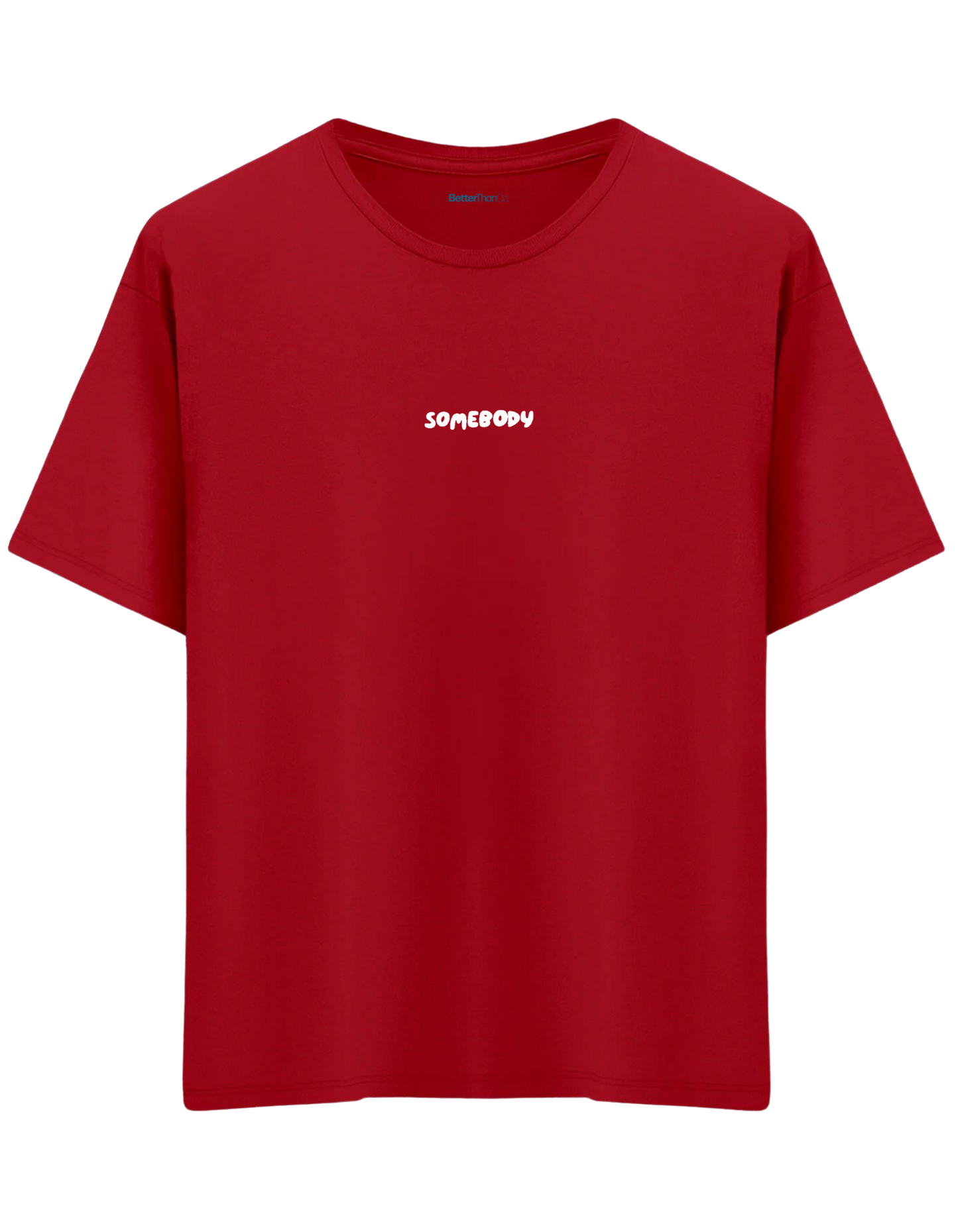 Somebody Baskılı Bisiklet Yaka Oversize T-shirt