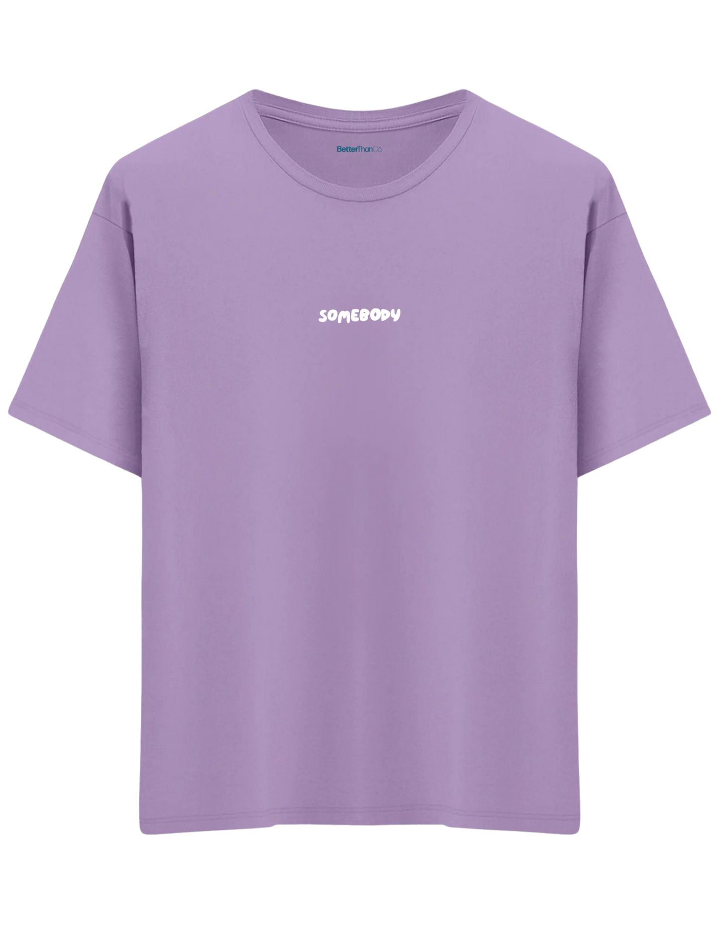Somebody Baskılı Bisiklet Yaka Oversize T-shirt